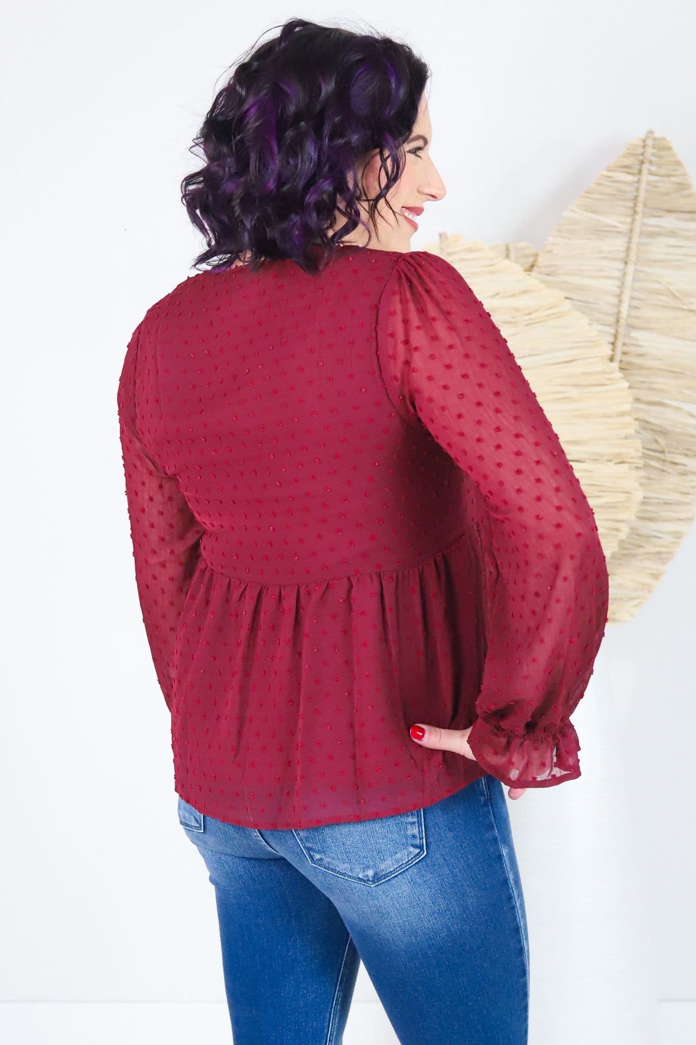 Swiss Dot Babydoll Blouse