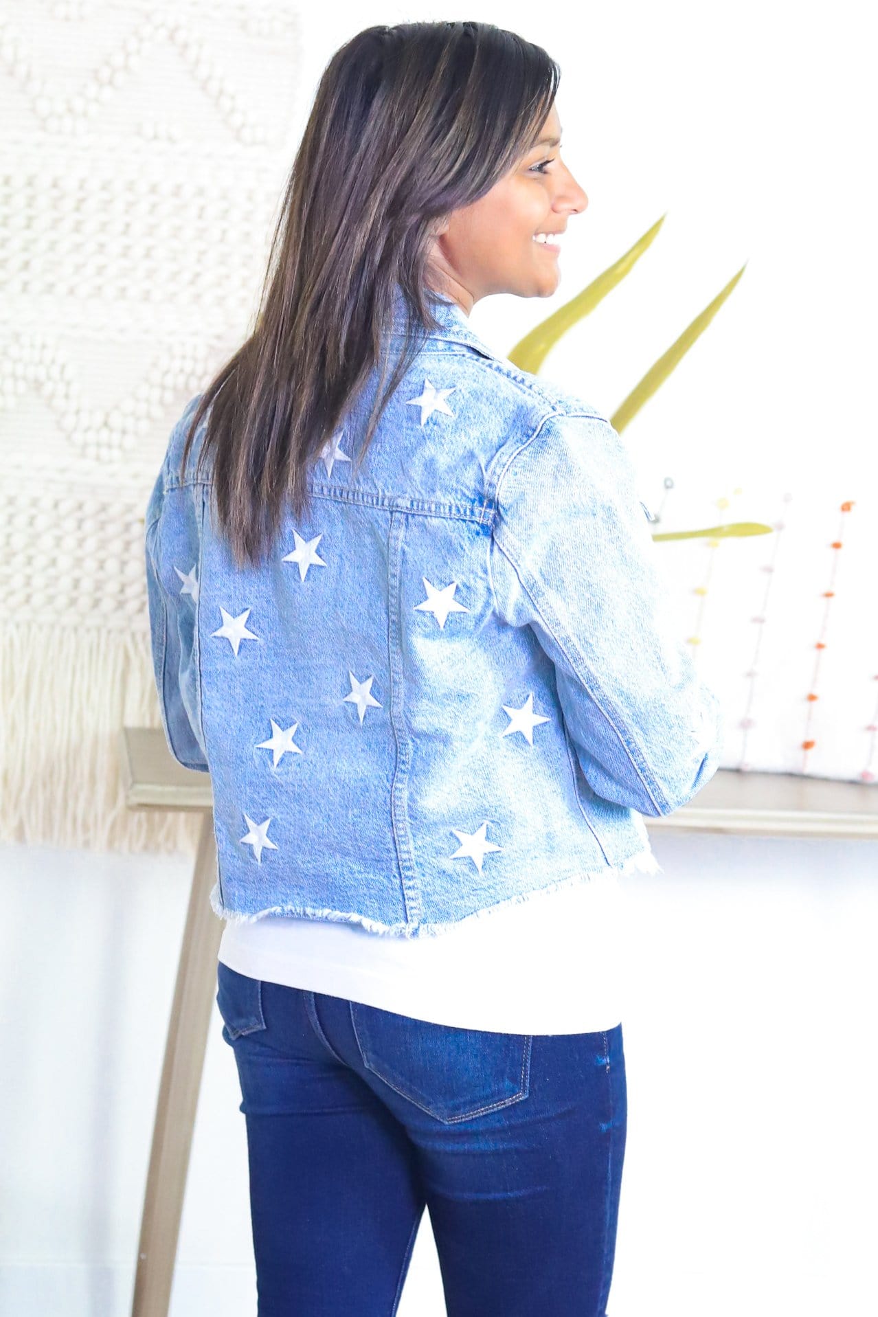 Star Embroidered Denim Jacket
