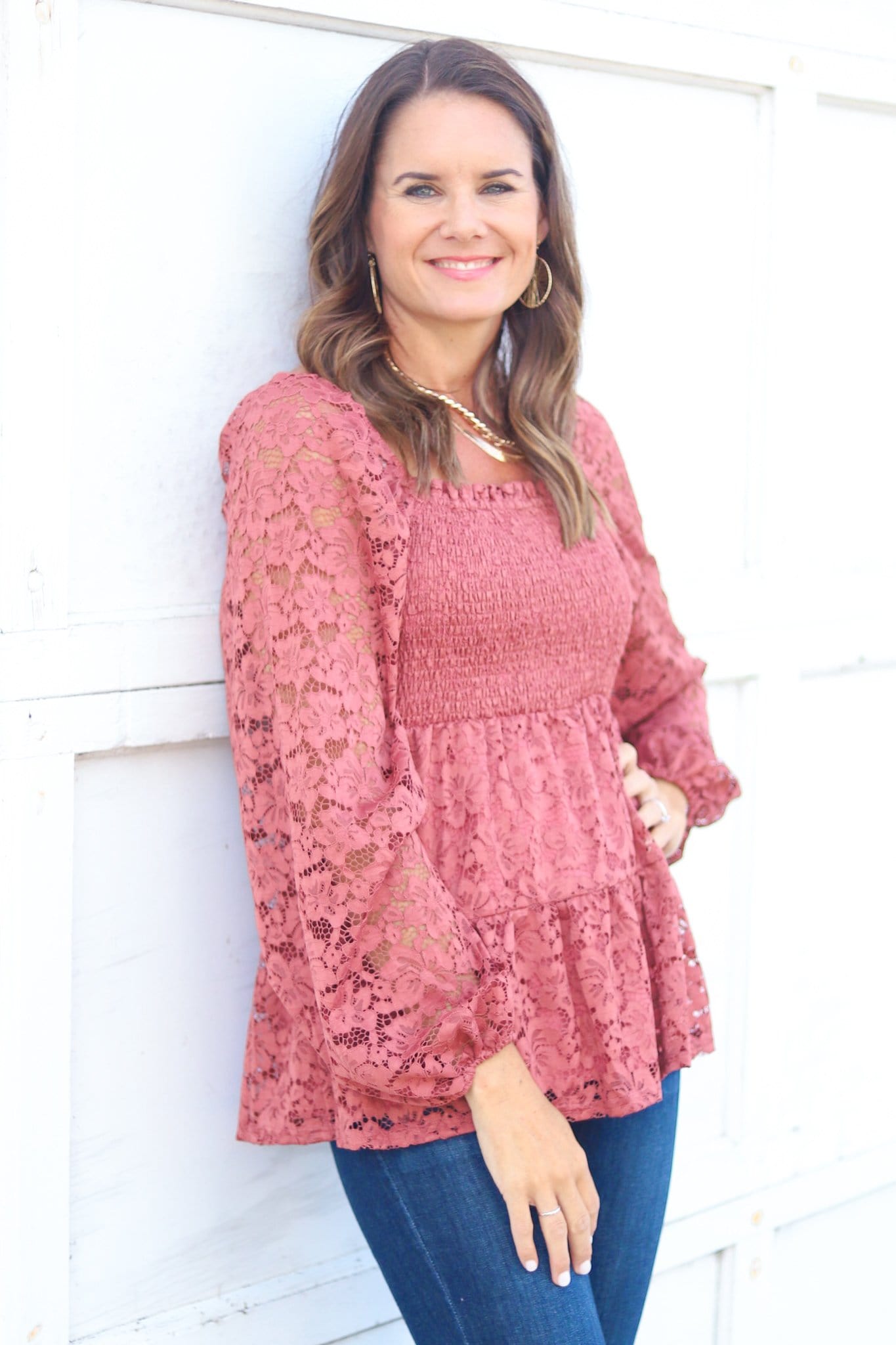 Lace Smocked Top