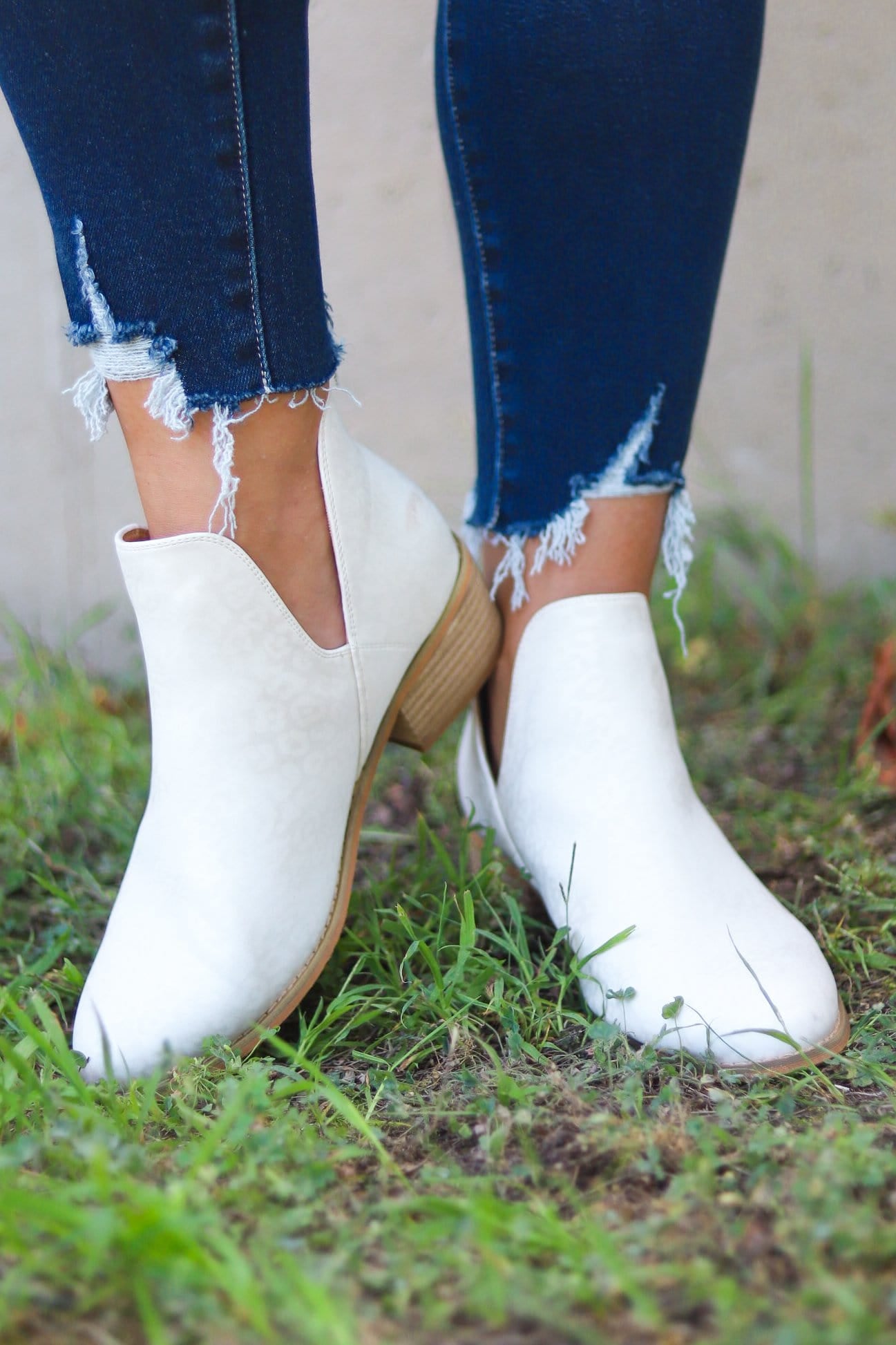 Wayland White Leopard Bootie