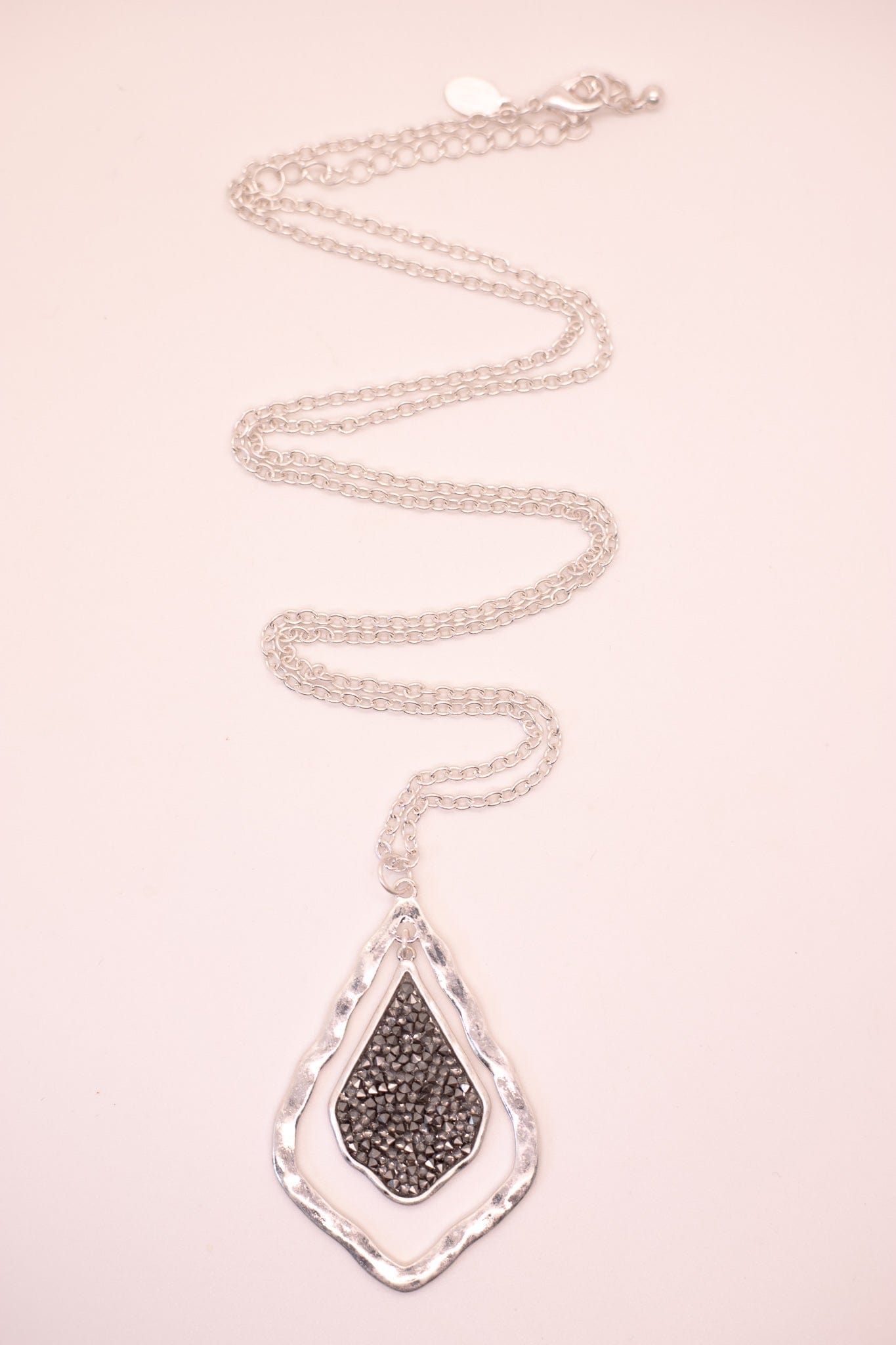 silver crystal pendant necklace