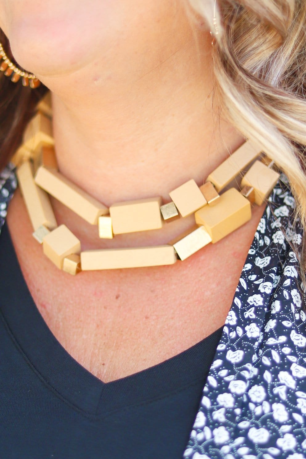 Wood Geo Layer Necklace