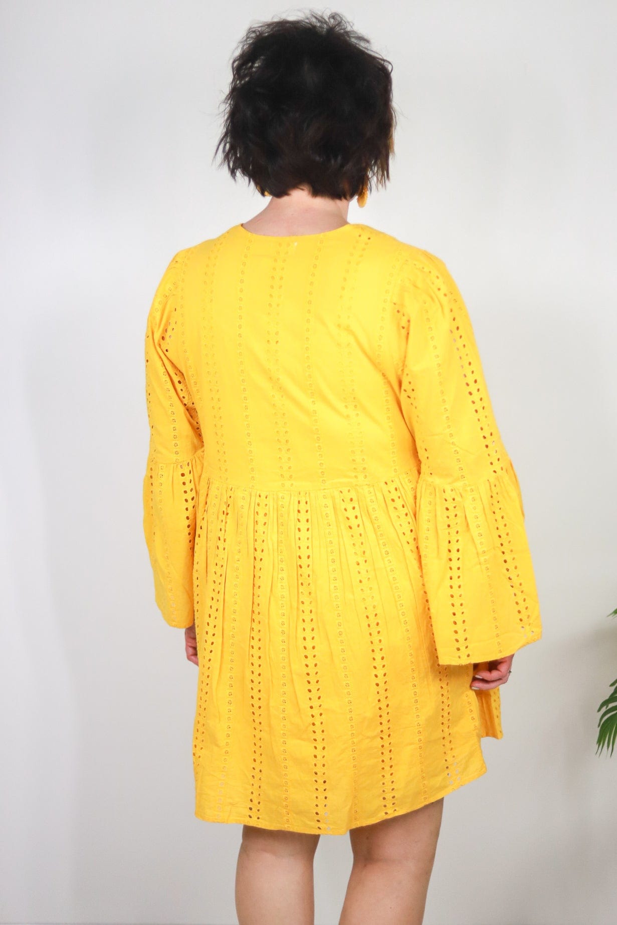 Mustard Raylee Eyelet Dress