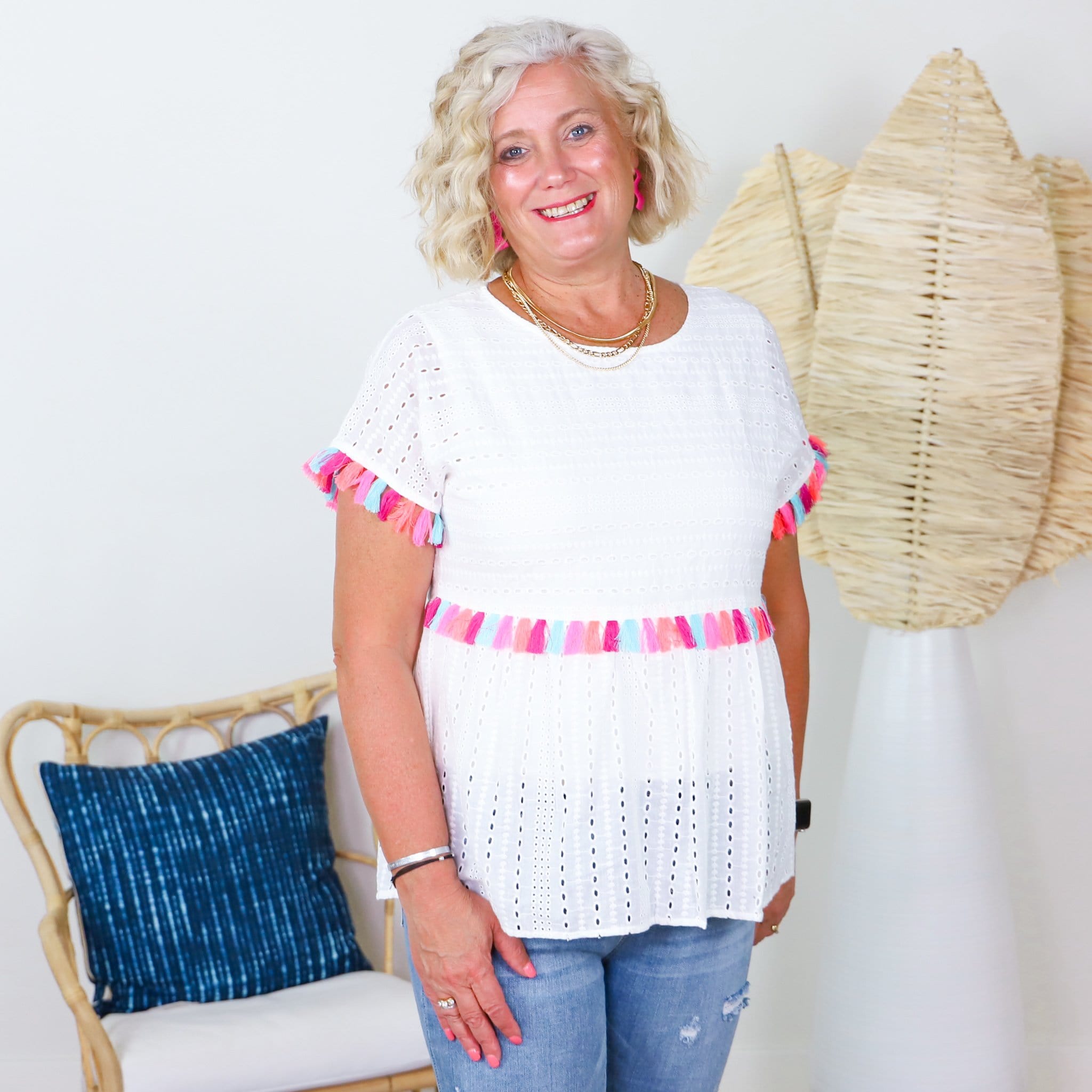 White Tassel Babydoll Top