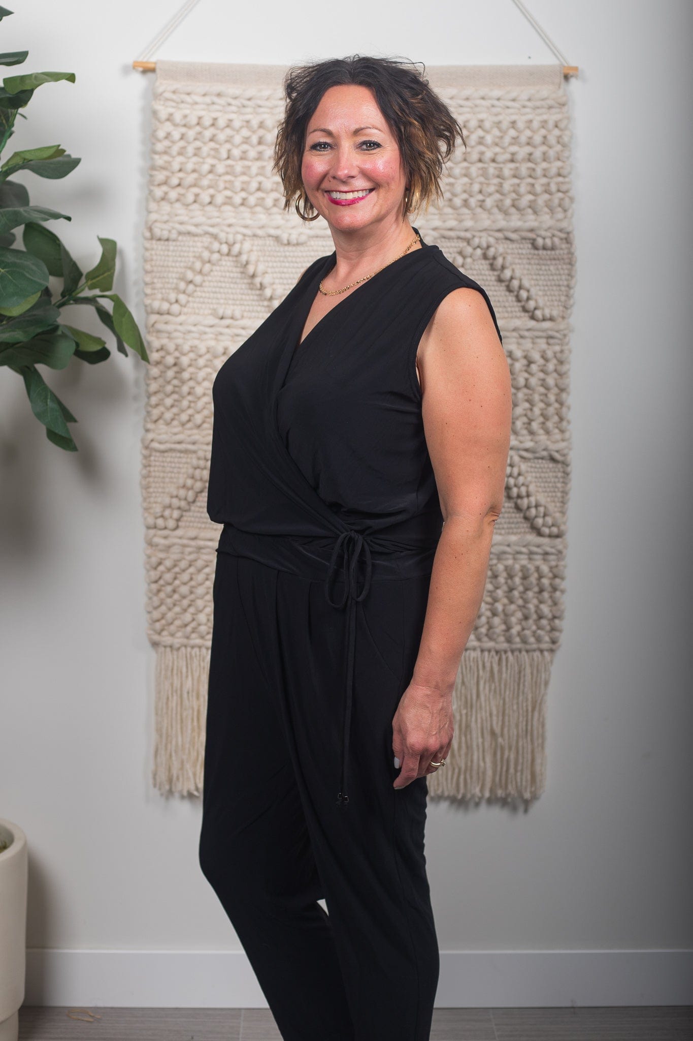 black jumpsuit
