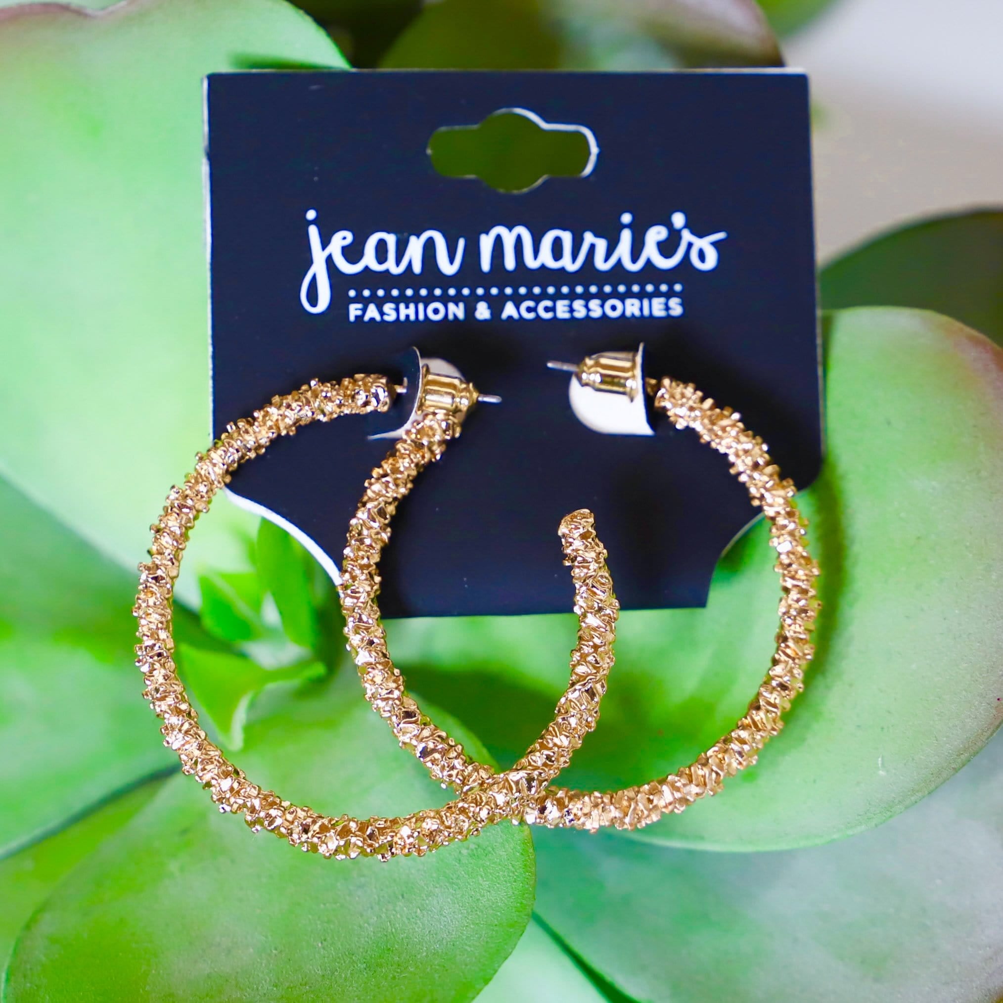 Gold Texture Hoop Earring