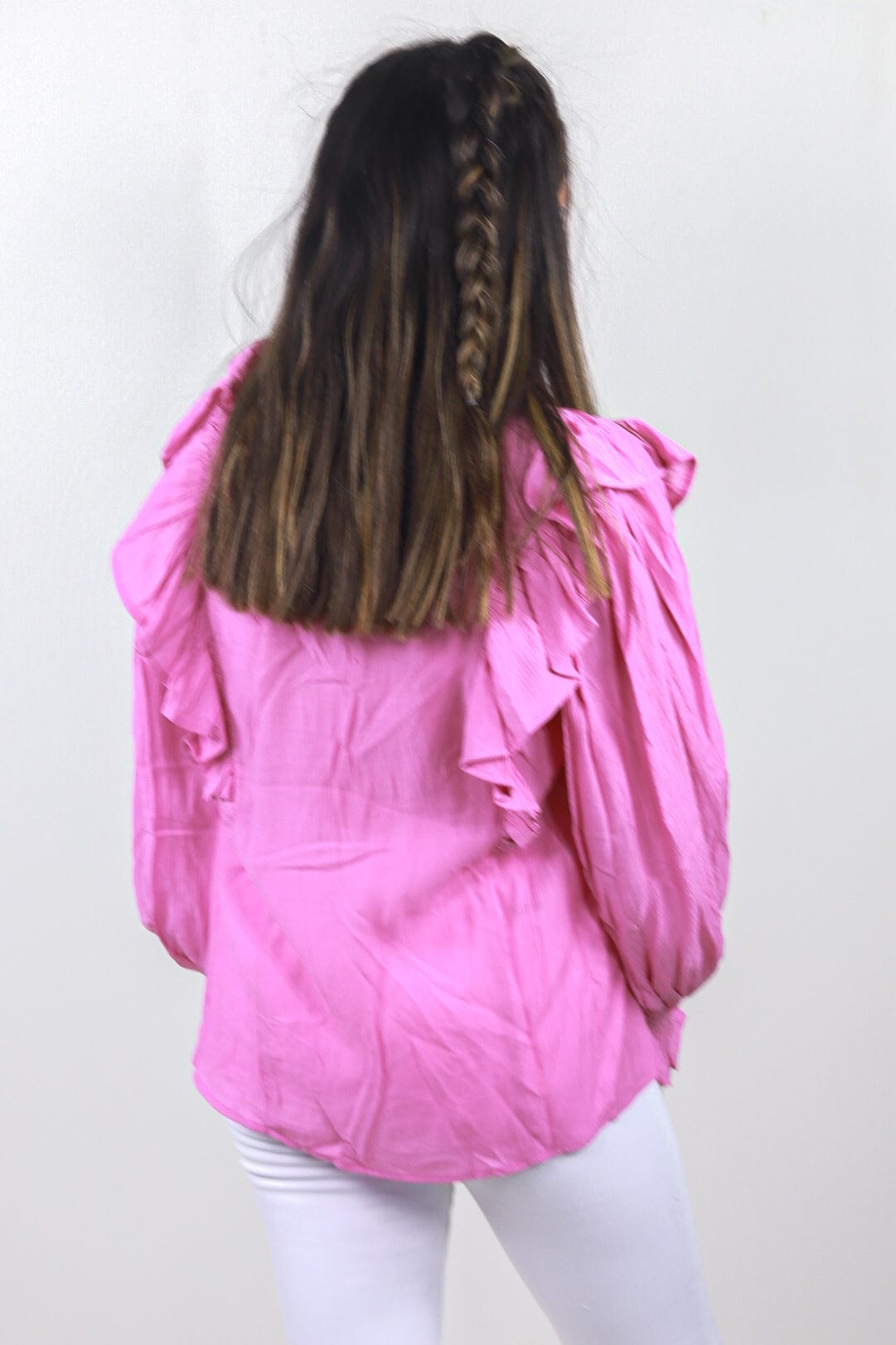Pink Breezy Ruffle Blouse