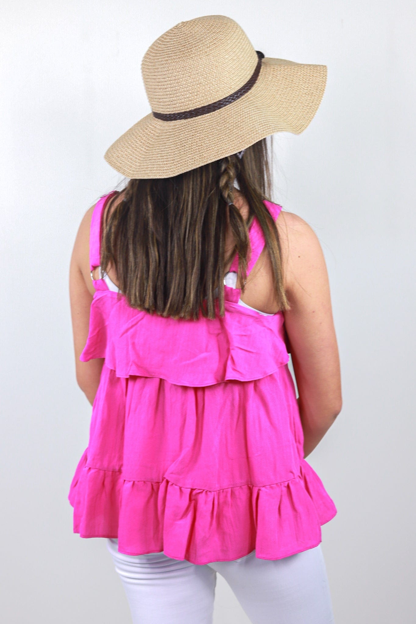 Hot Pink Flow Tank w/Decorative Straps
