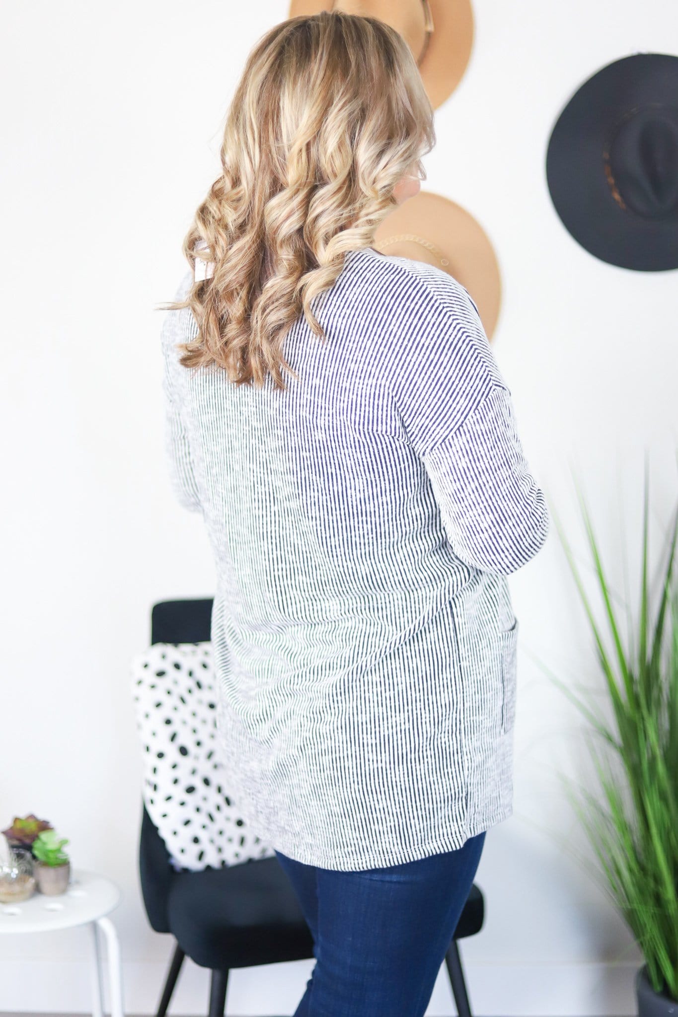 Black and White Thin Stripe Cardigan