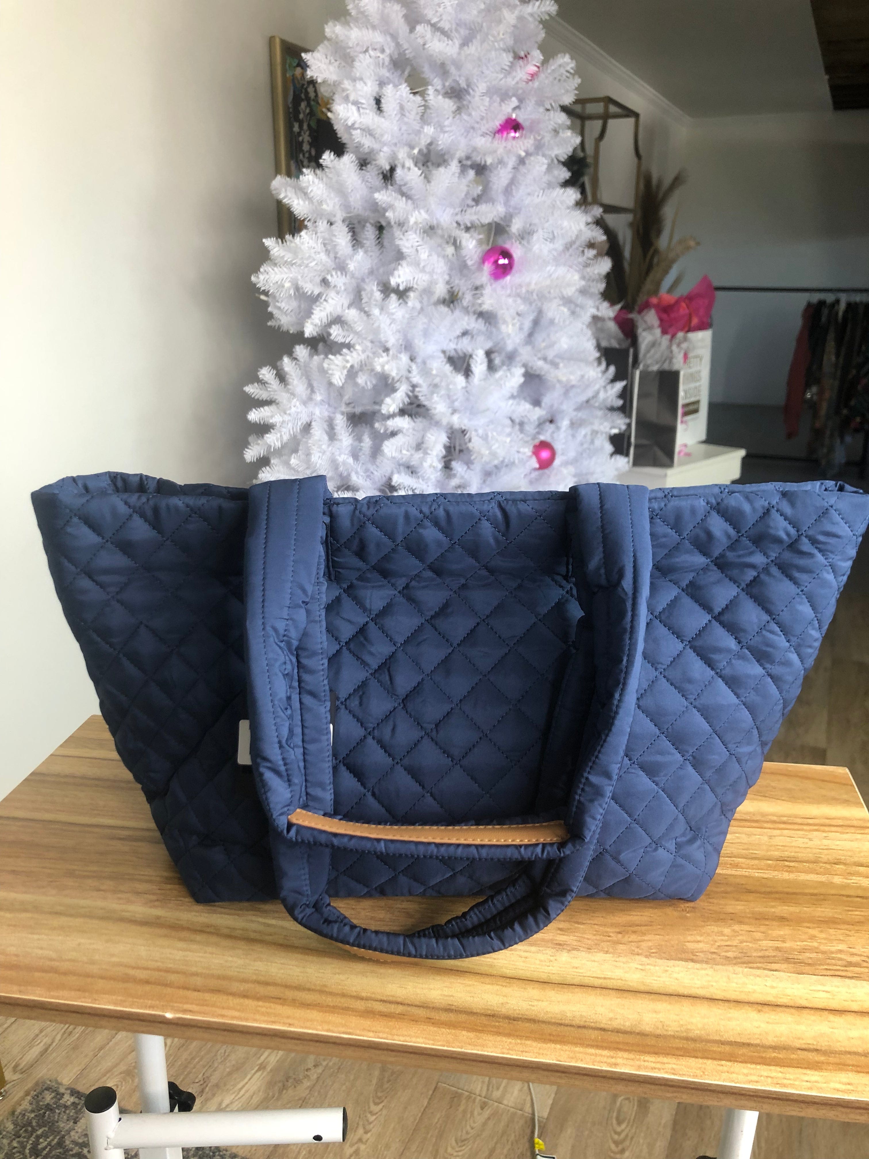 Navy Quilted Tote Bag