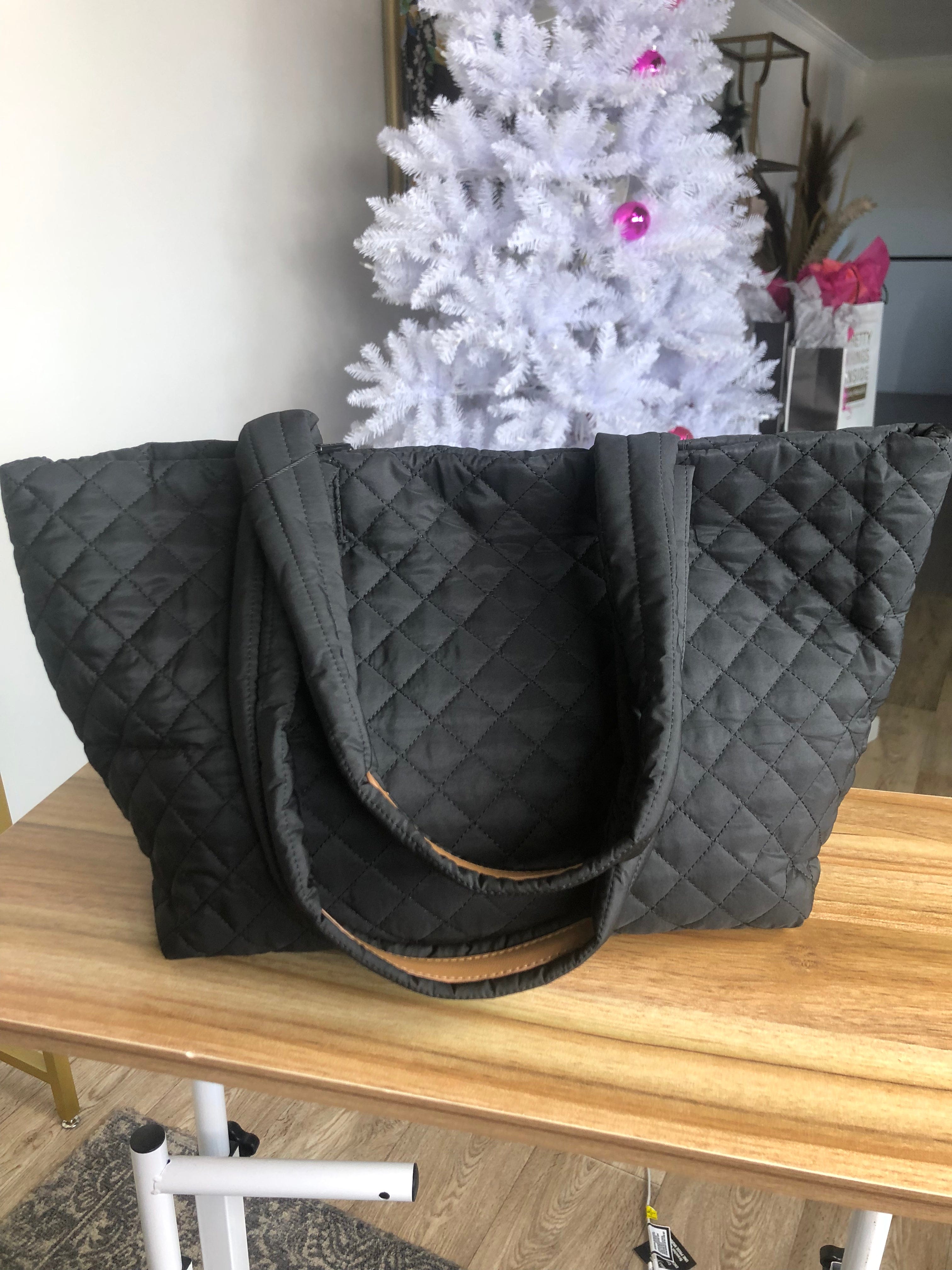 Black Quilted Tote Bag