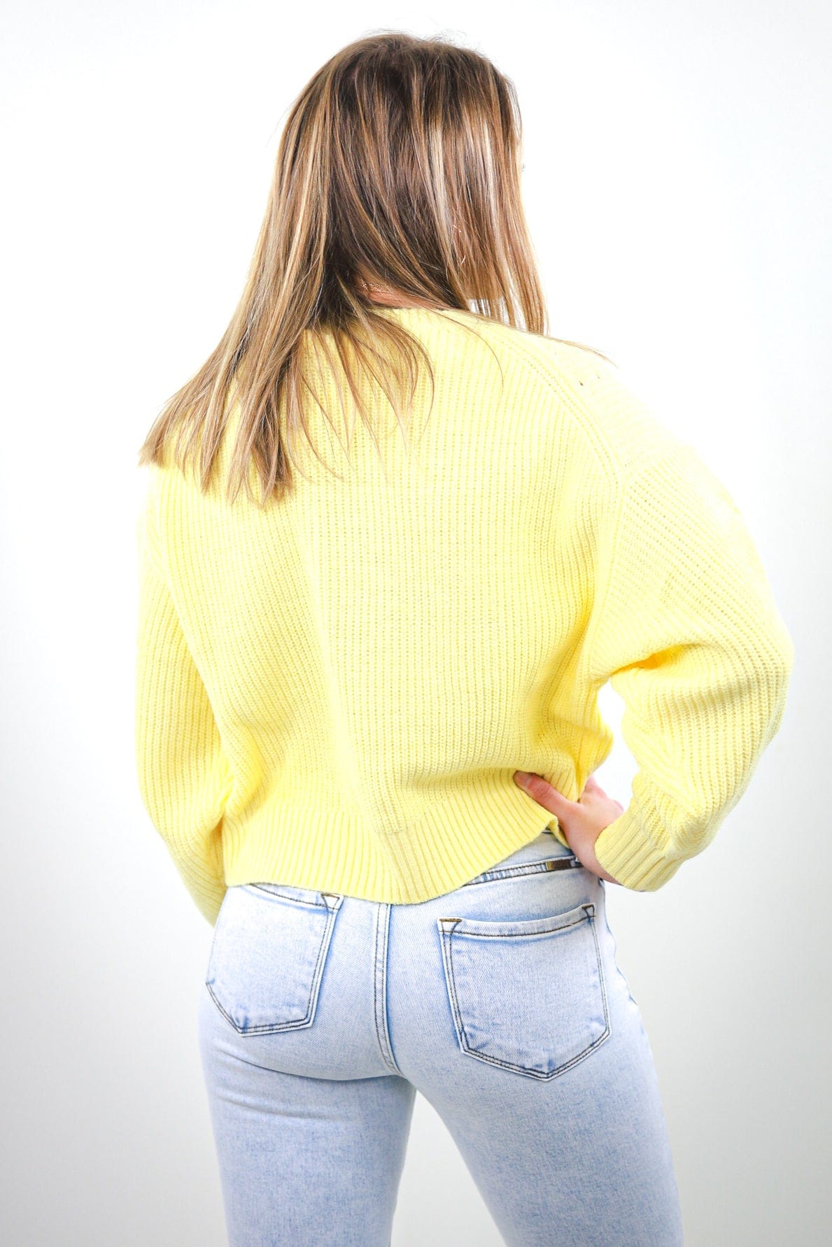 Lemonade Crop Balloon Sleeve Sweater
