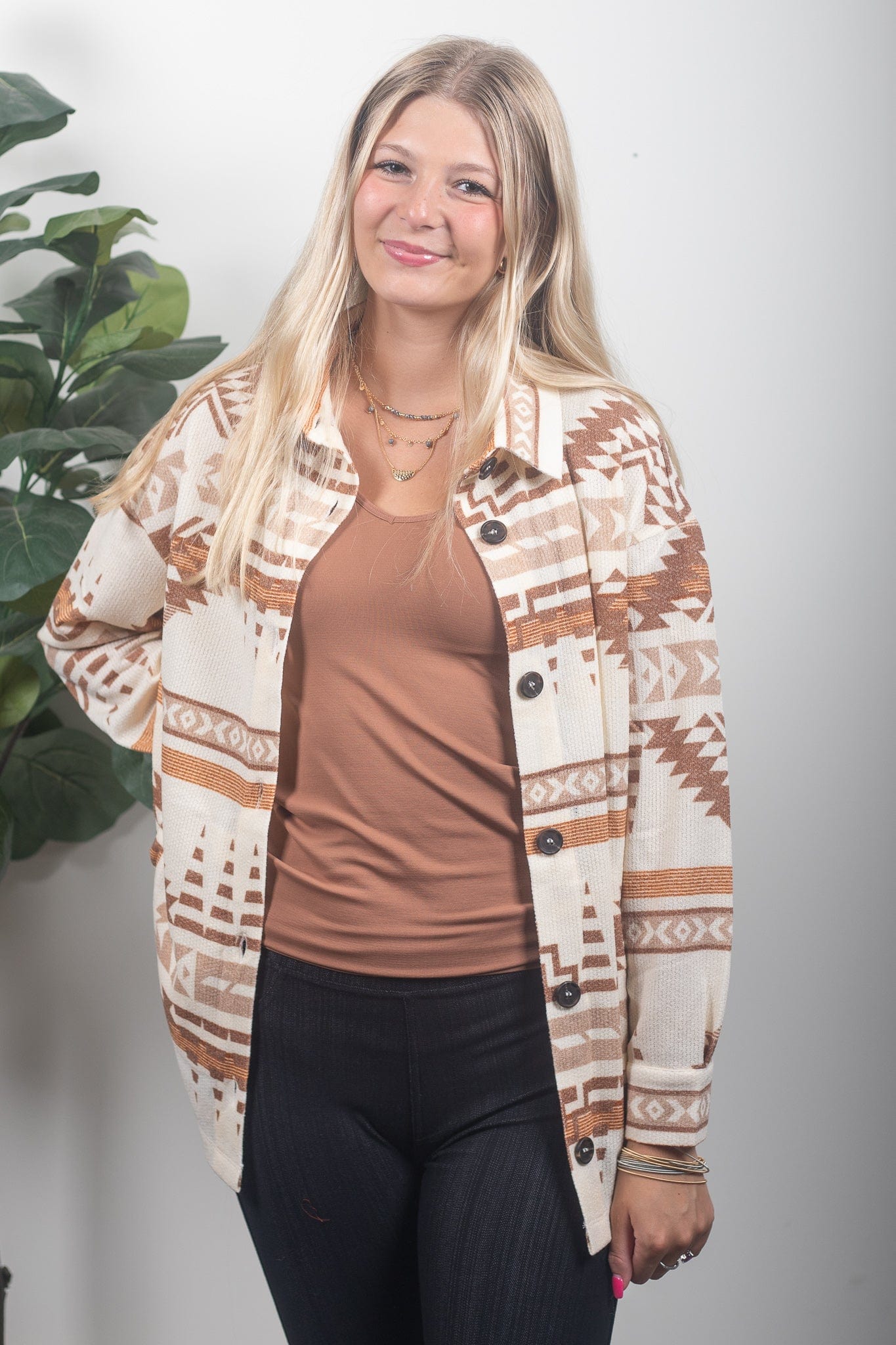 Soft Aztec Knit Shacket