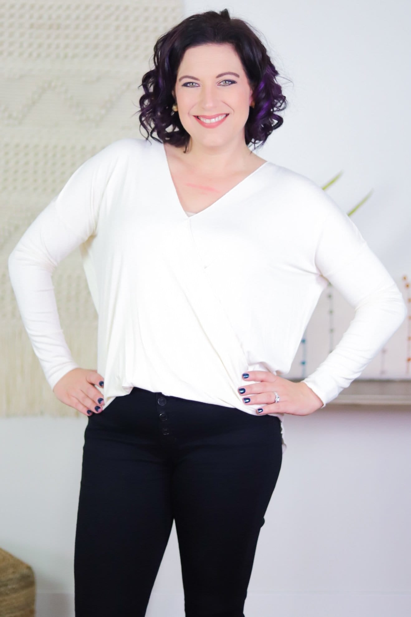 Criss Cross Front Long Sleeve Top