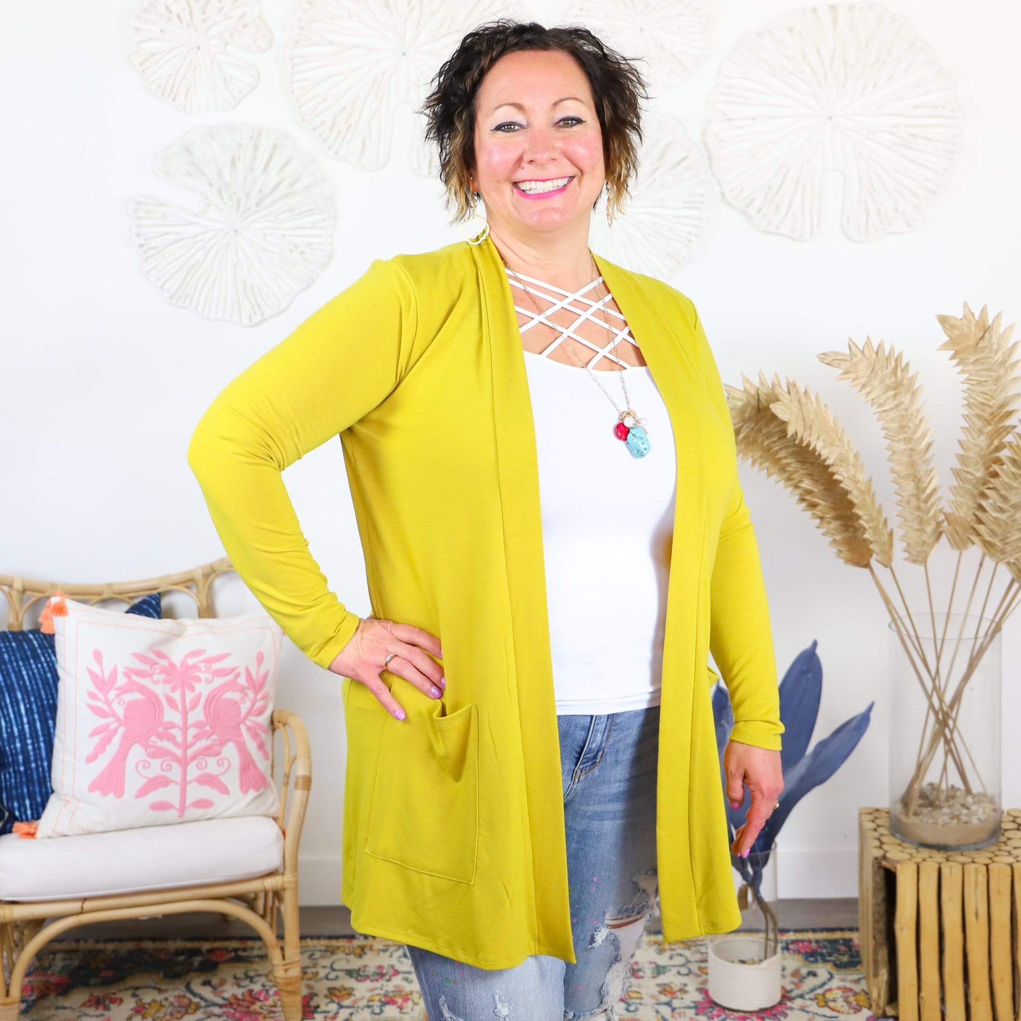 Slouchy Pocket Open Cardigan - Soft Hues Collection