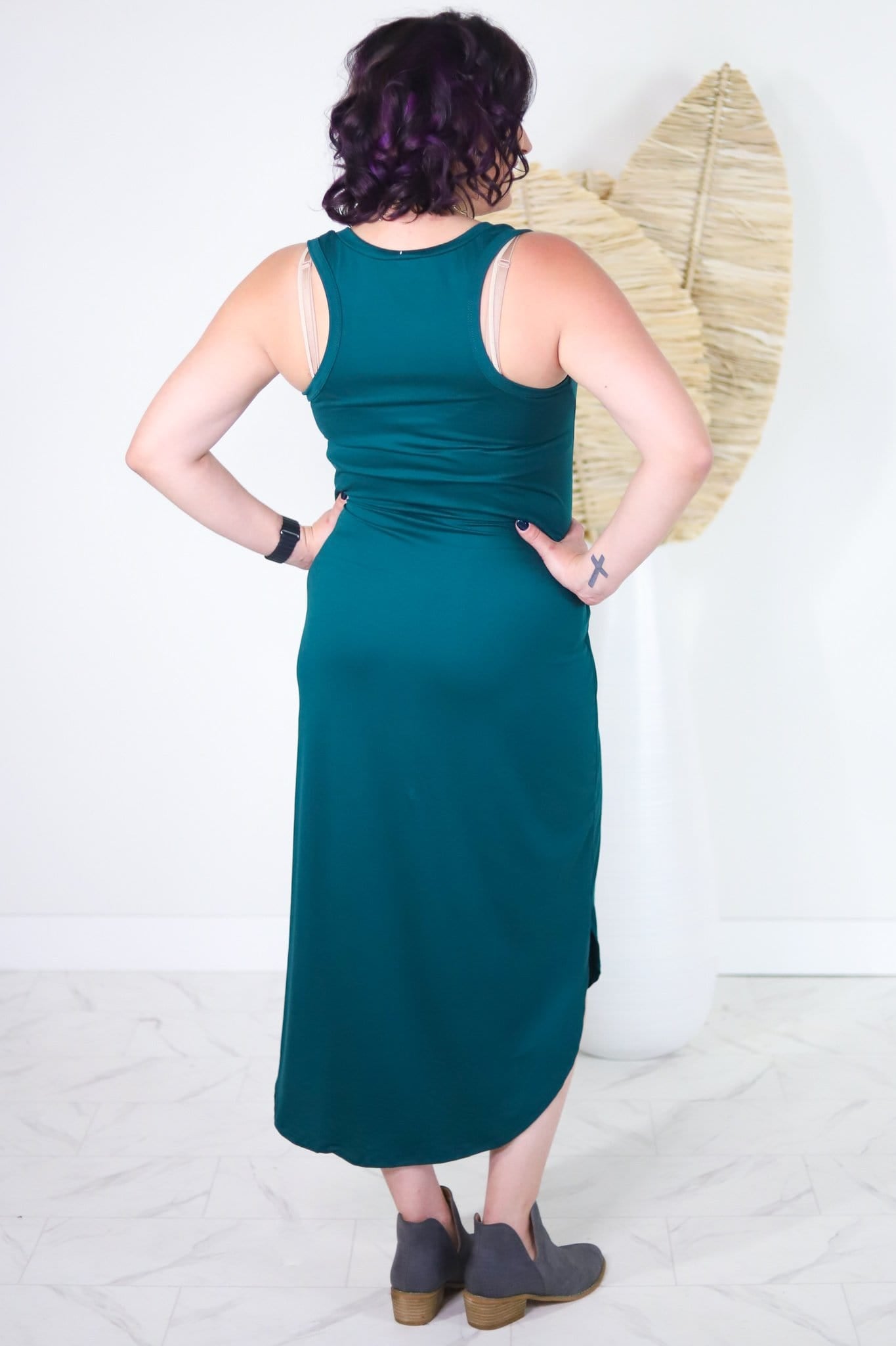 Hunter Green Round Hem Dress