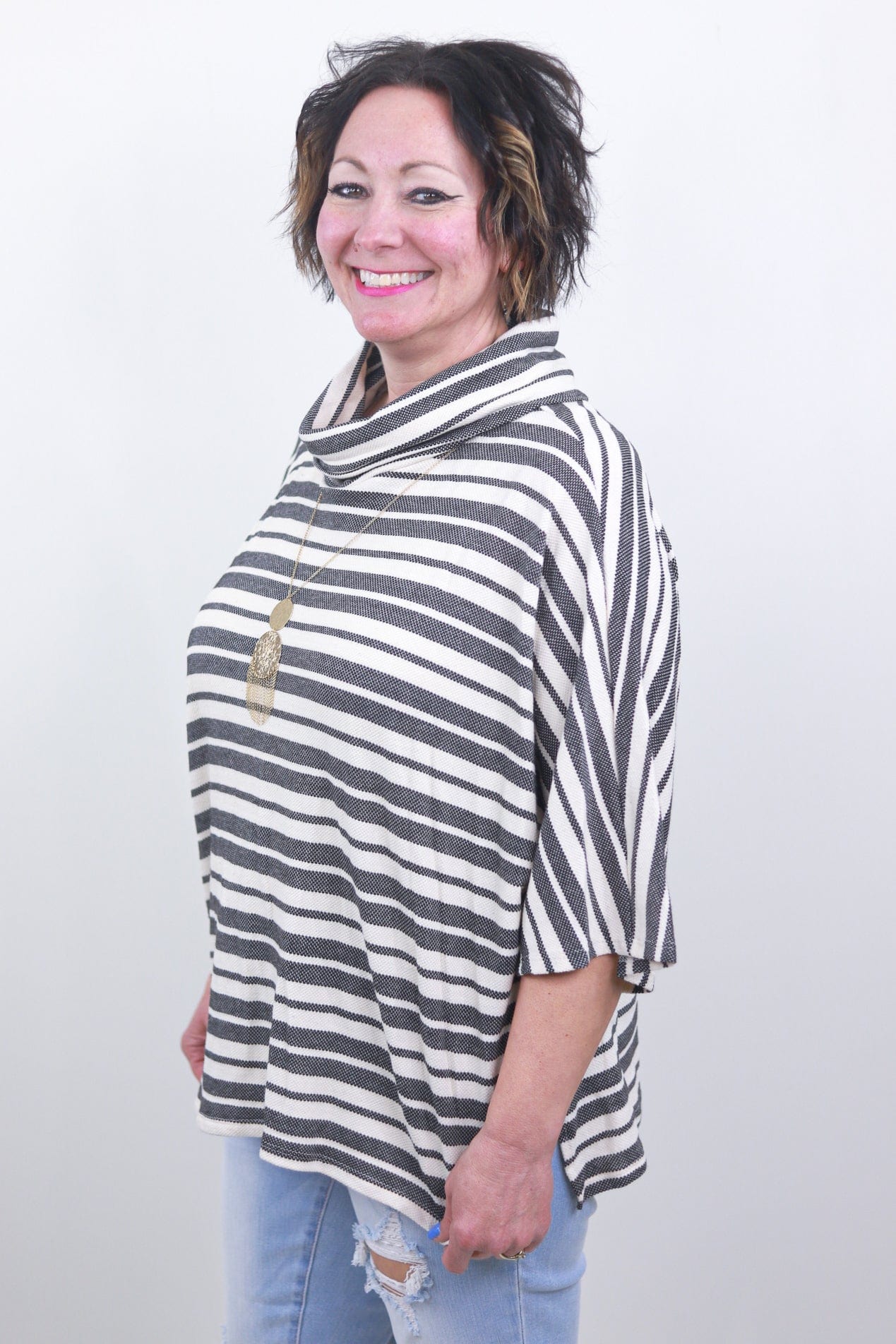 Stripe Knit Popover Top