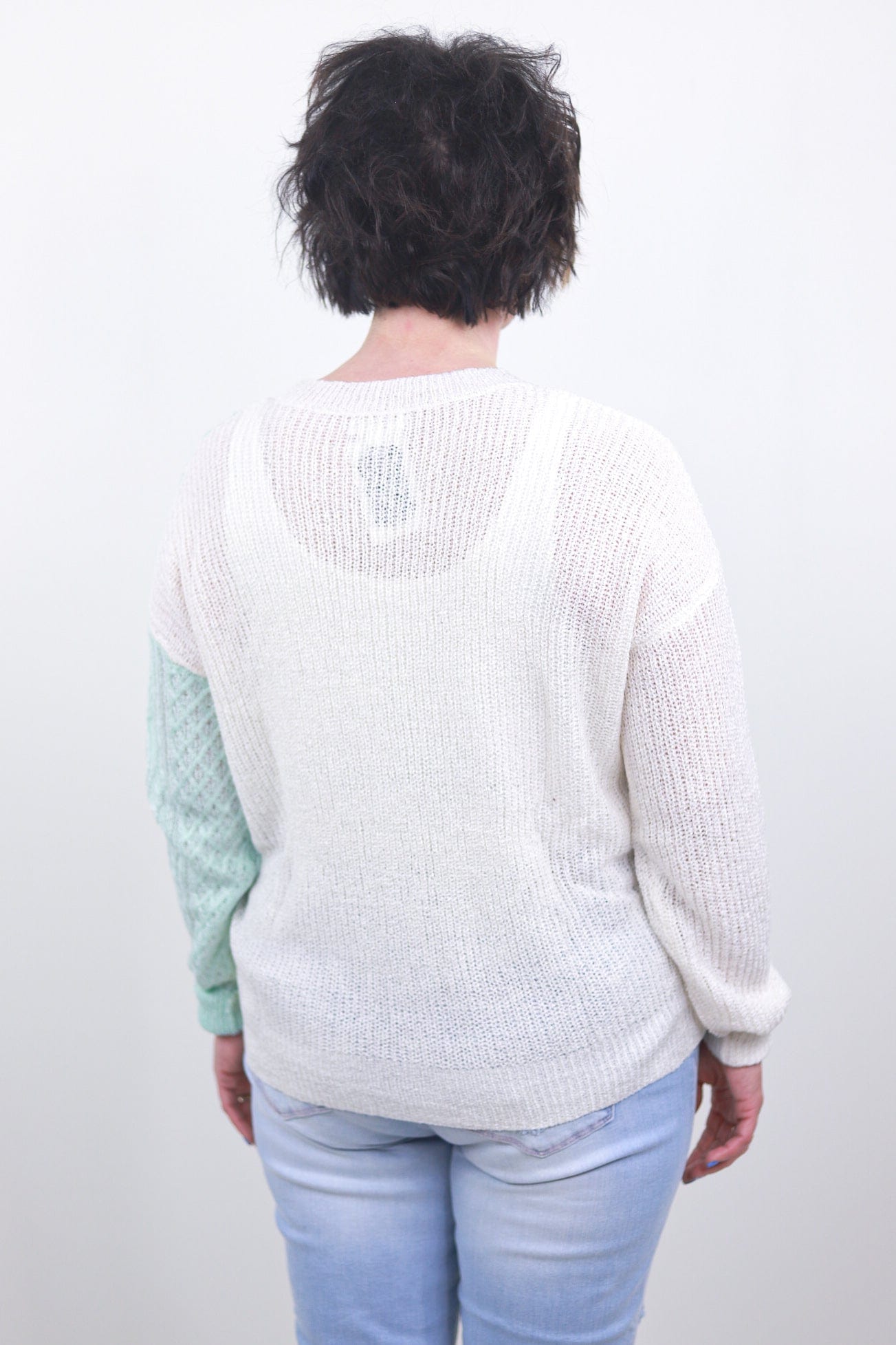 Square Colorblock Cable Sweater