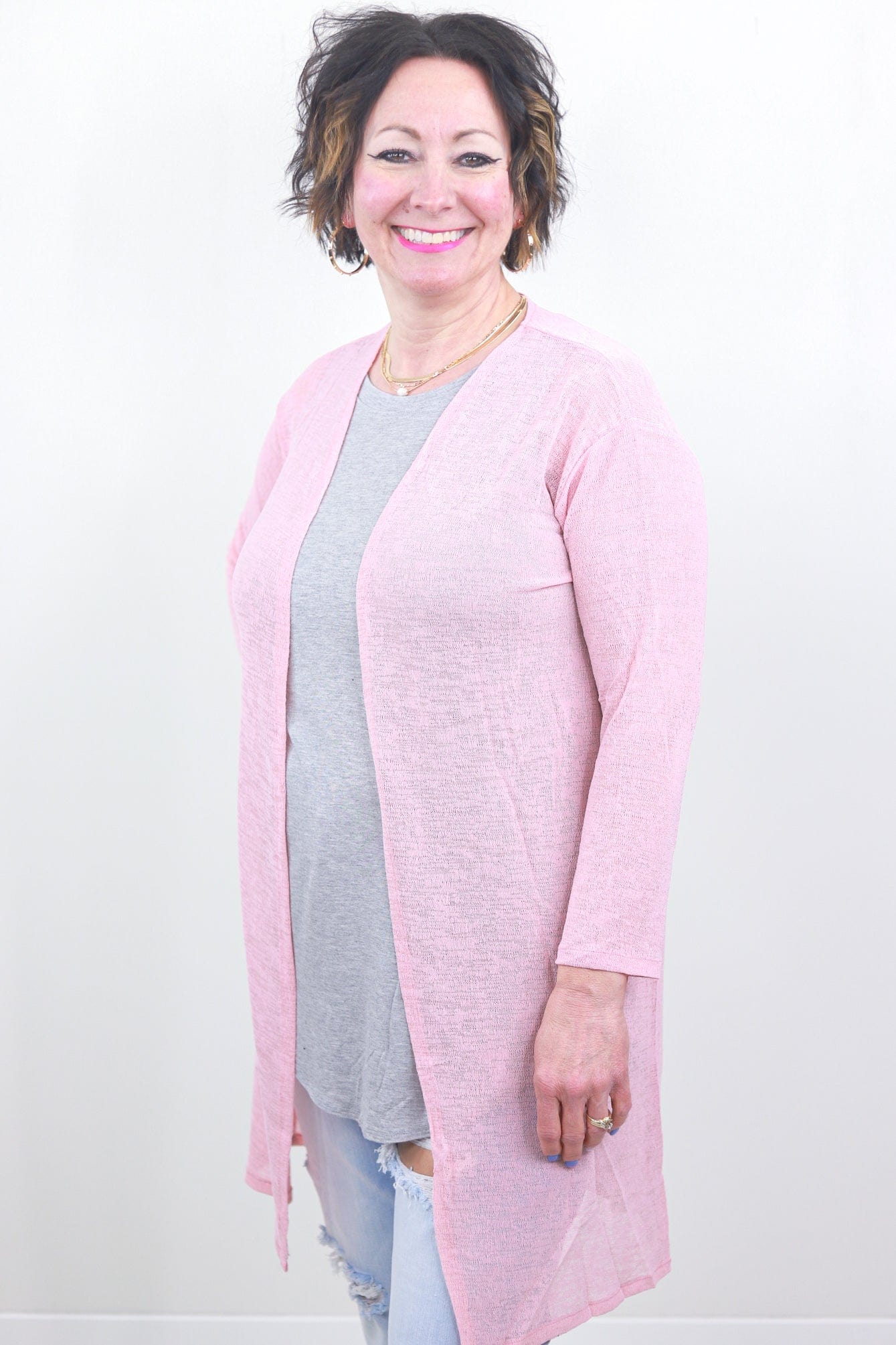 Dusty Pink Spring Fling Sheer Cardigan