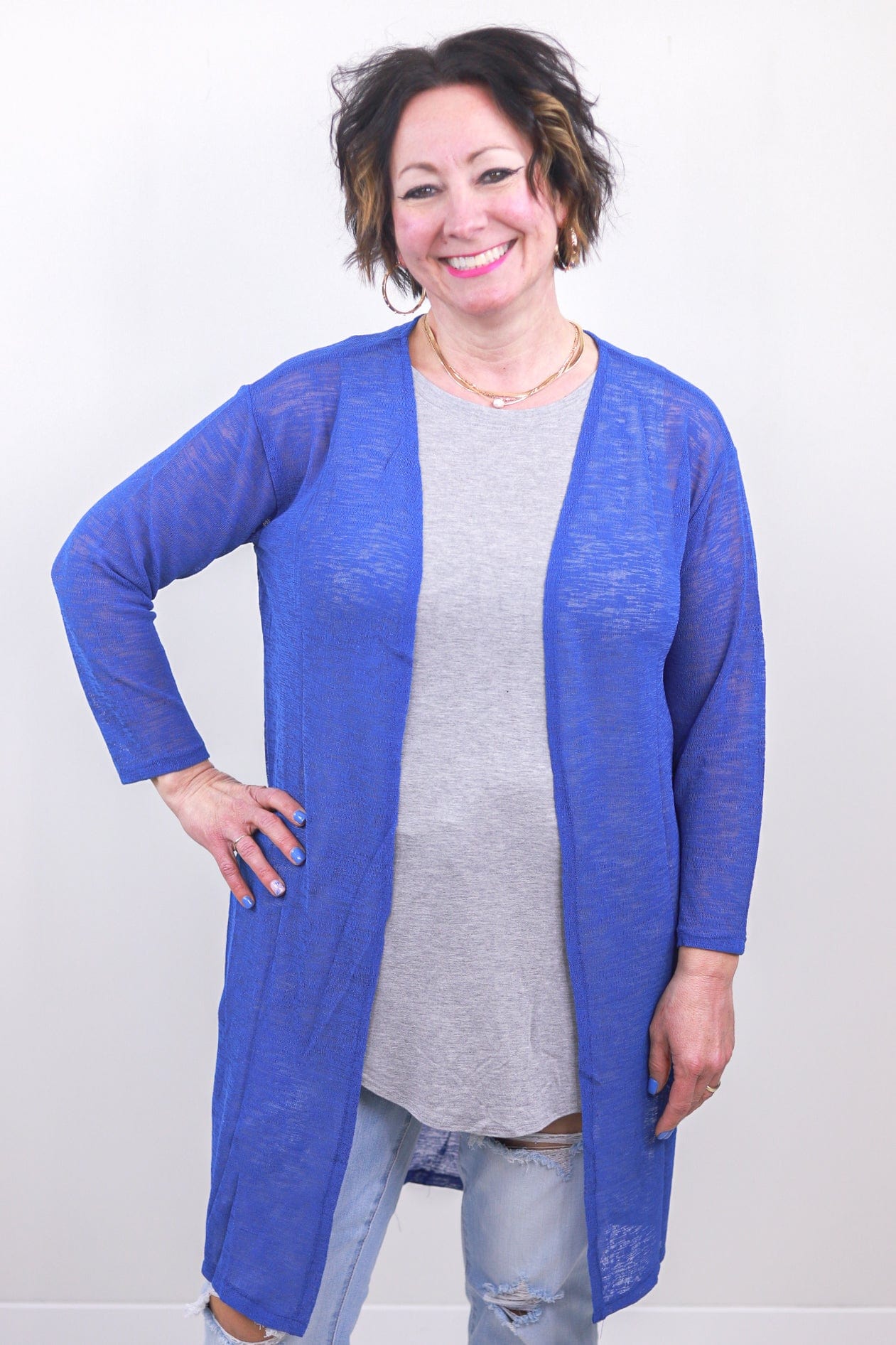 Blue Spring Fling Sheer Cardigan