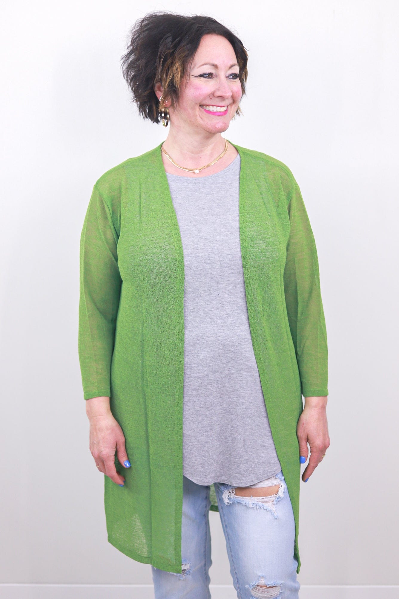 Green Spring Fling Sheer Cardigan