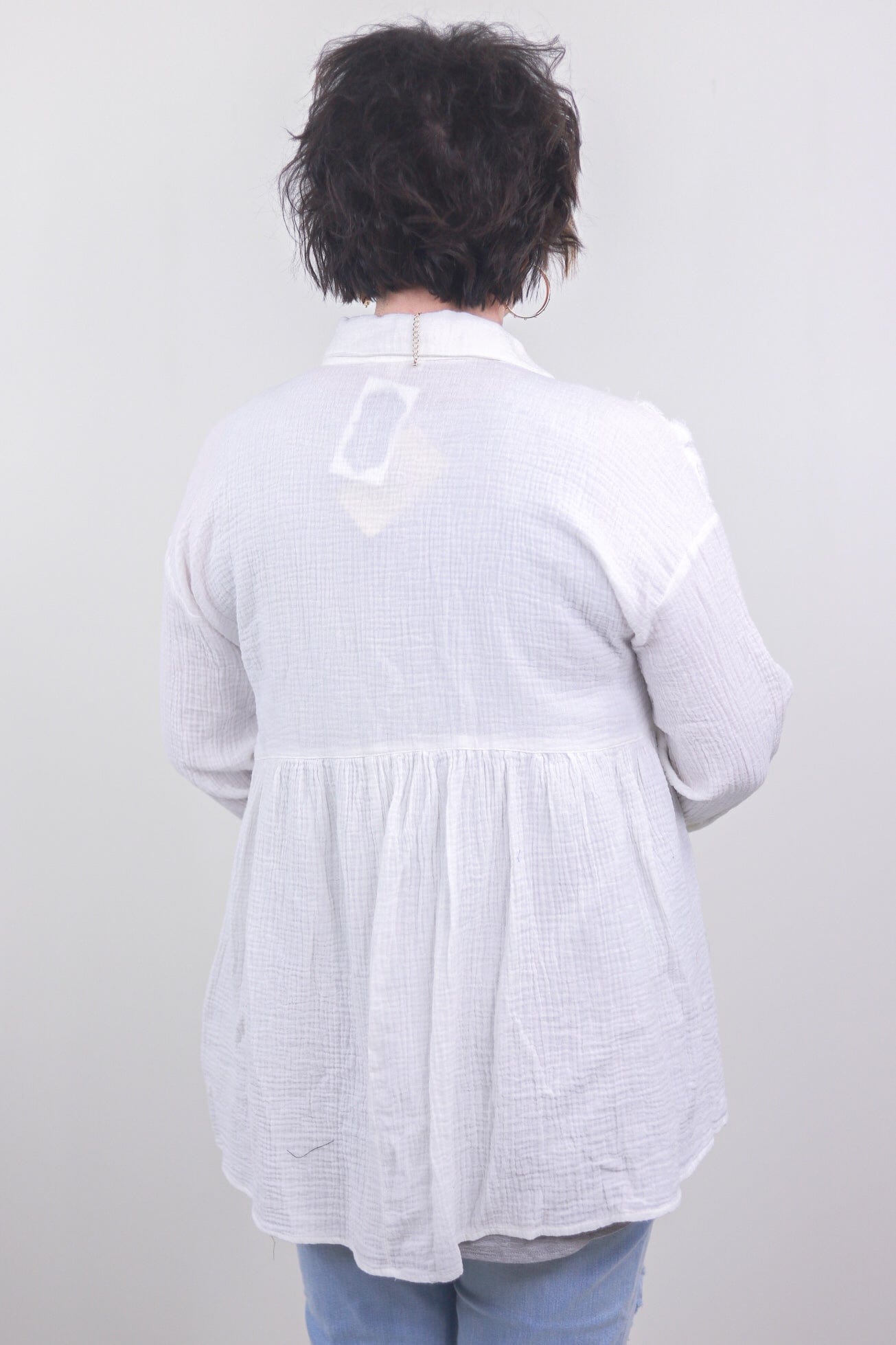 Ivory Textured Button Down Longsleeve