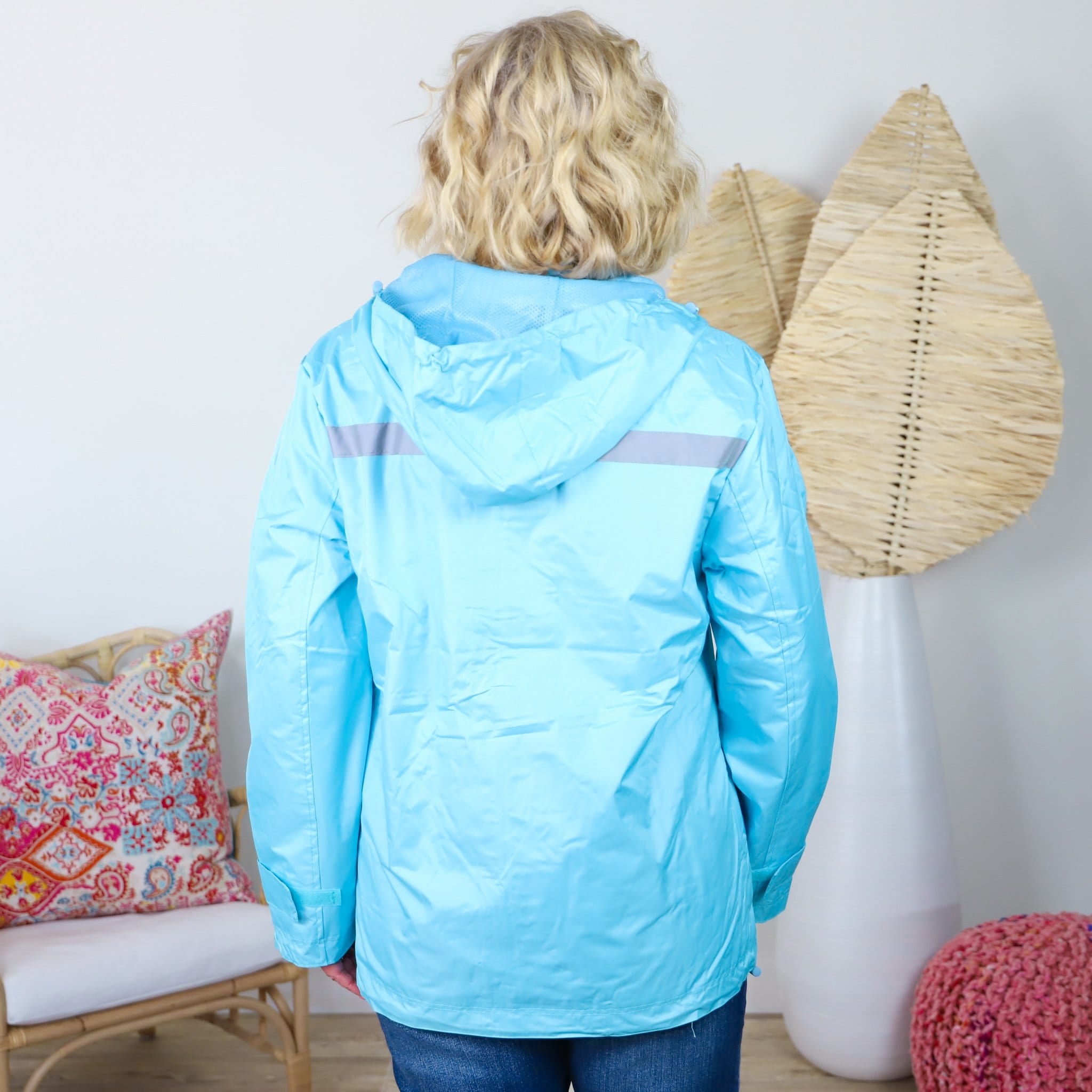 Hooded Cape Front Reflective Rain Jacket