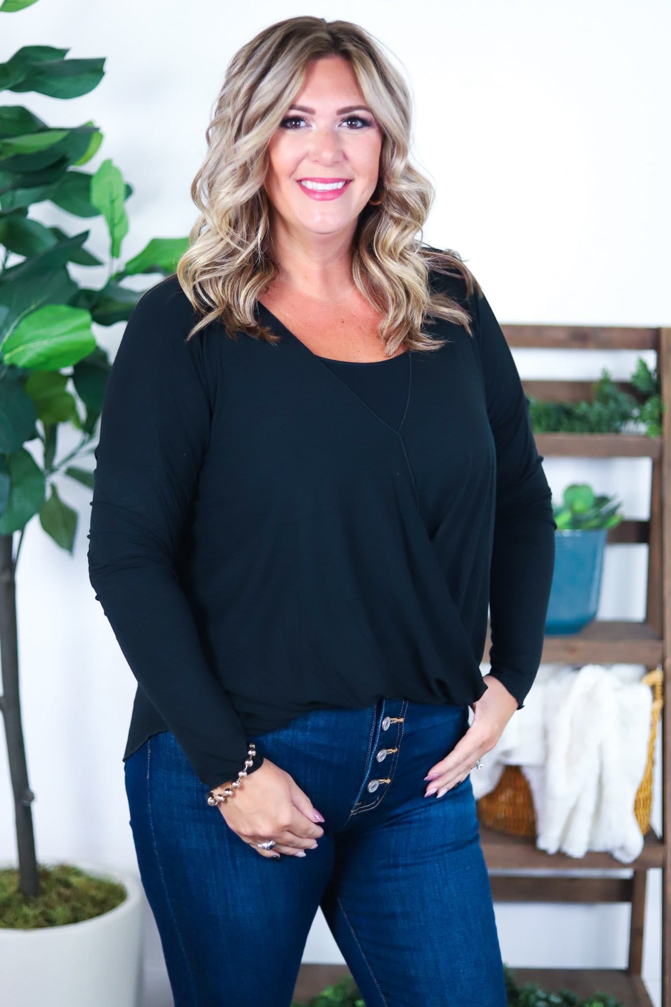 Criss Cross Front Long Sleeve Top