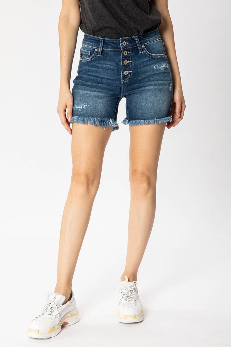 Mid Rise Button Up Shorts