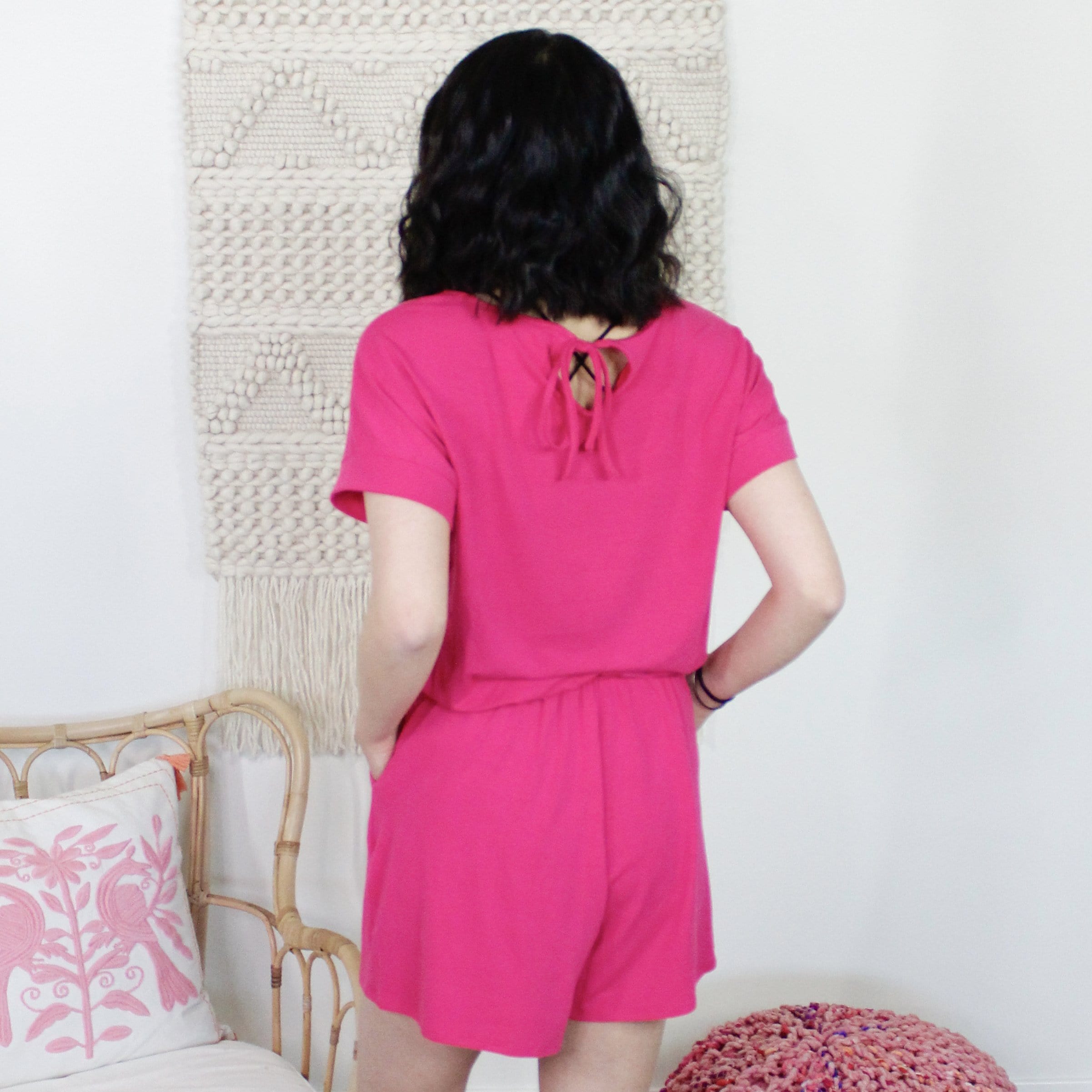 Elastic Waist Keyhole Romper
