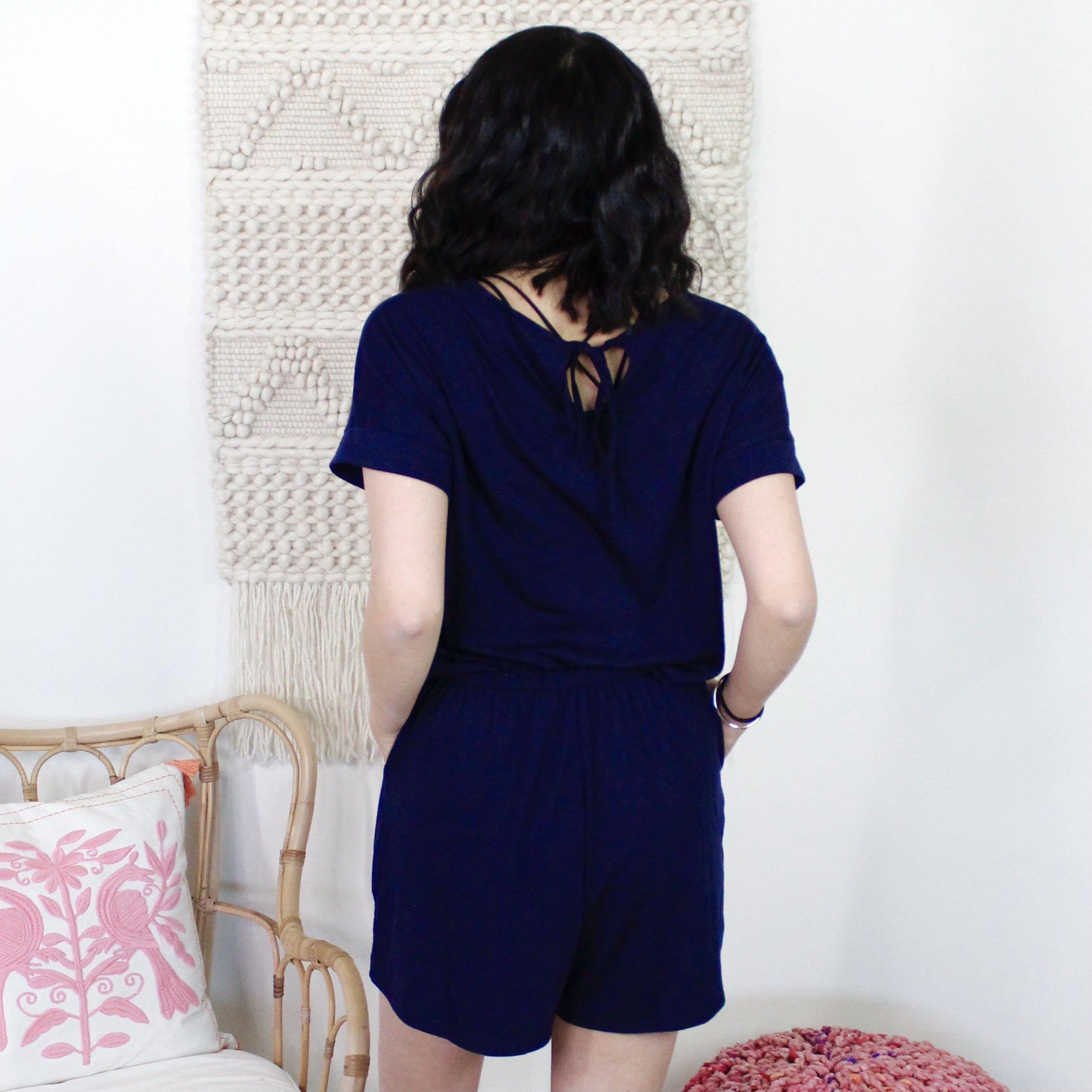 Elastic Waist Keyhole Romper