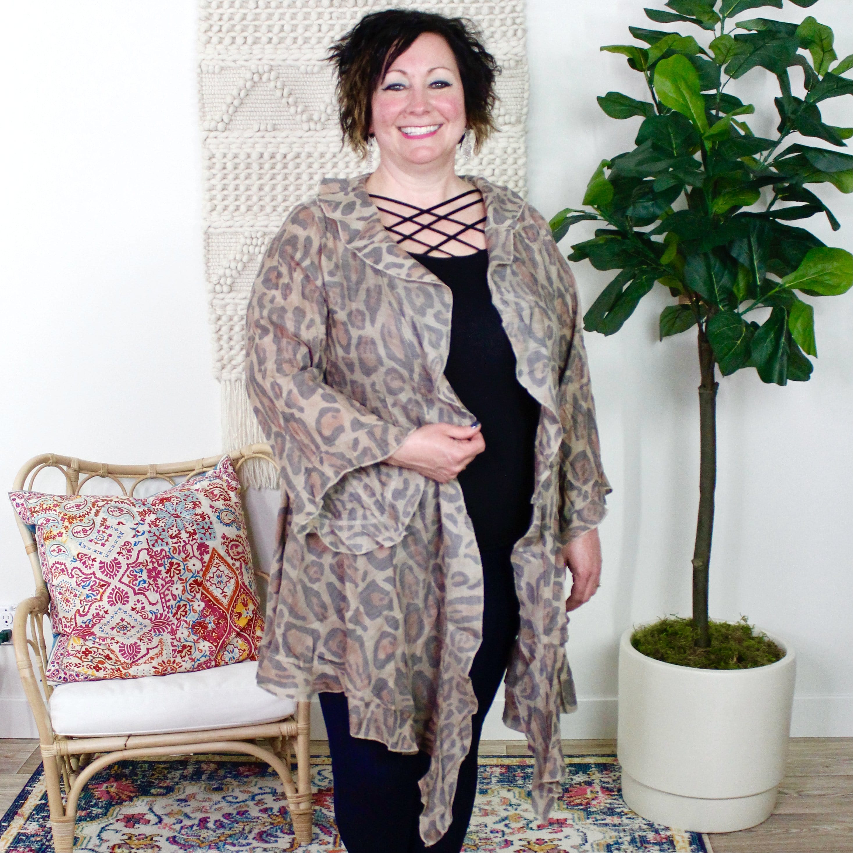 Leopard Ruffle Cardigan