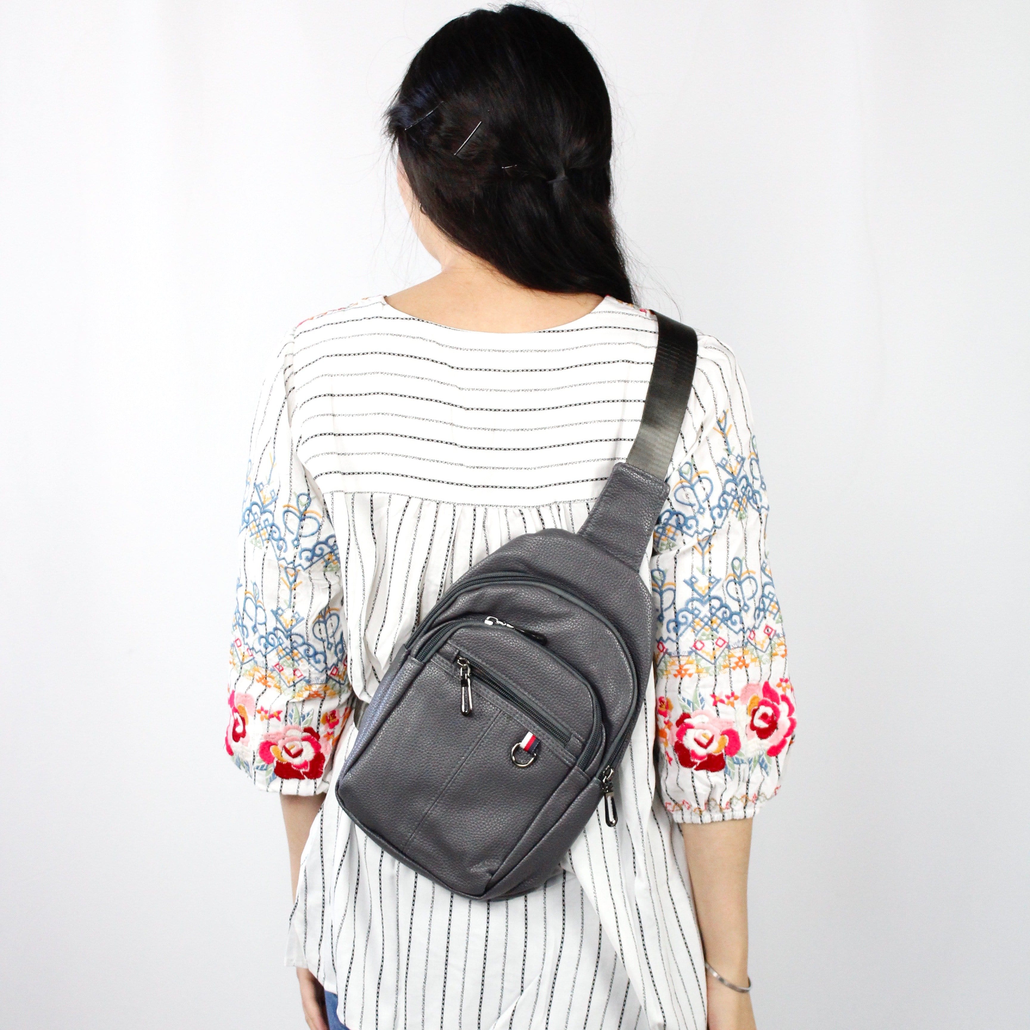 Leather Feel Crossbody Sling Shoulder Bag