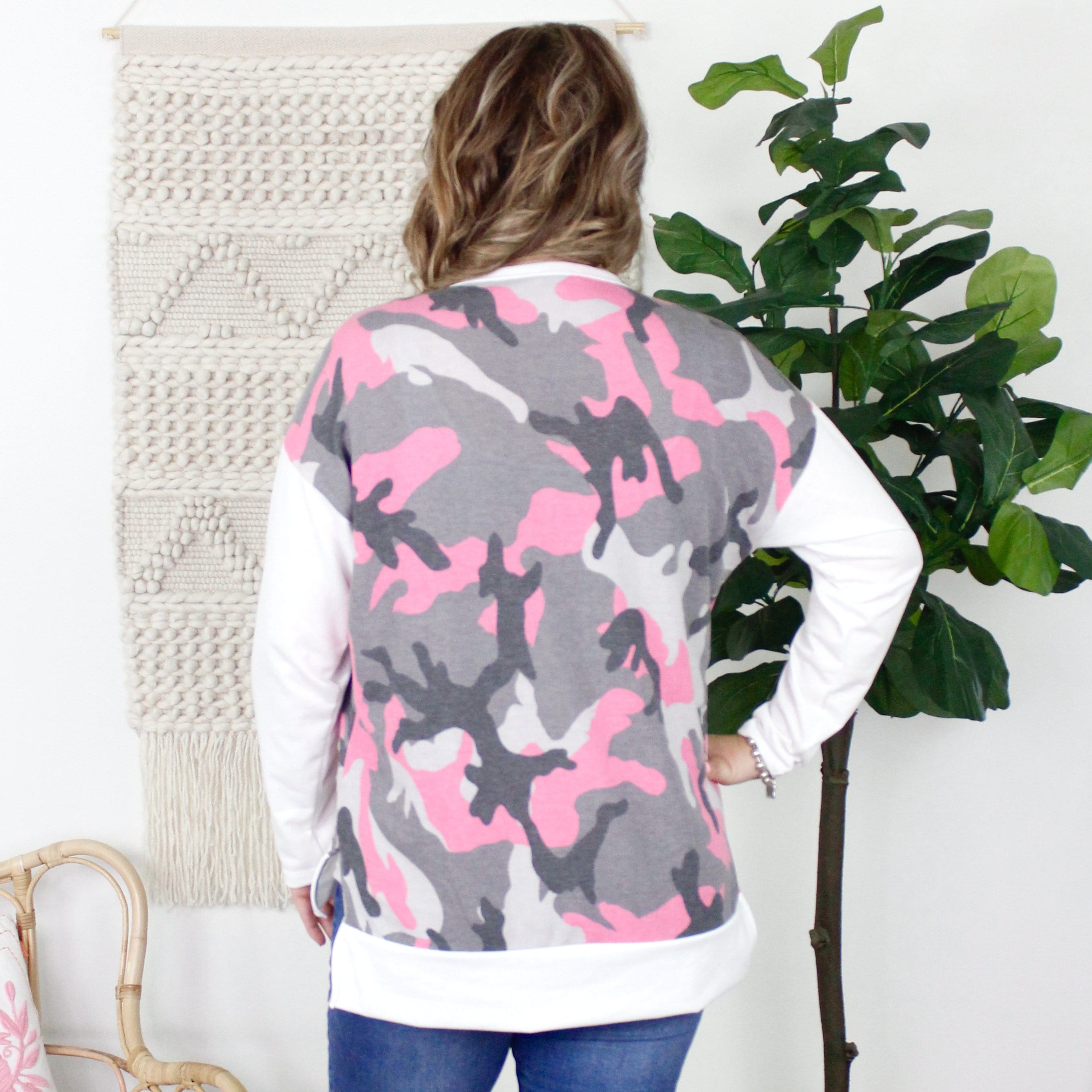 Fuchsia Camo Vneck