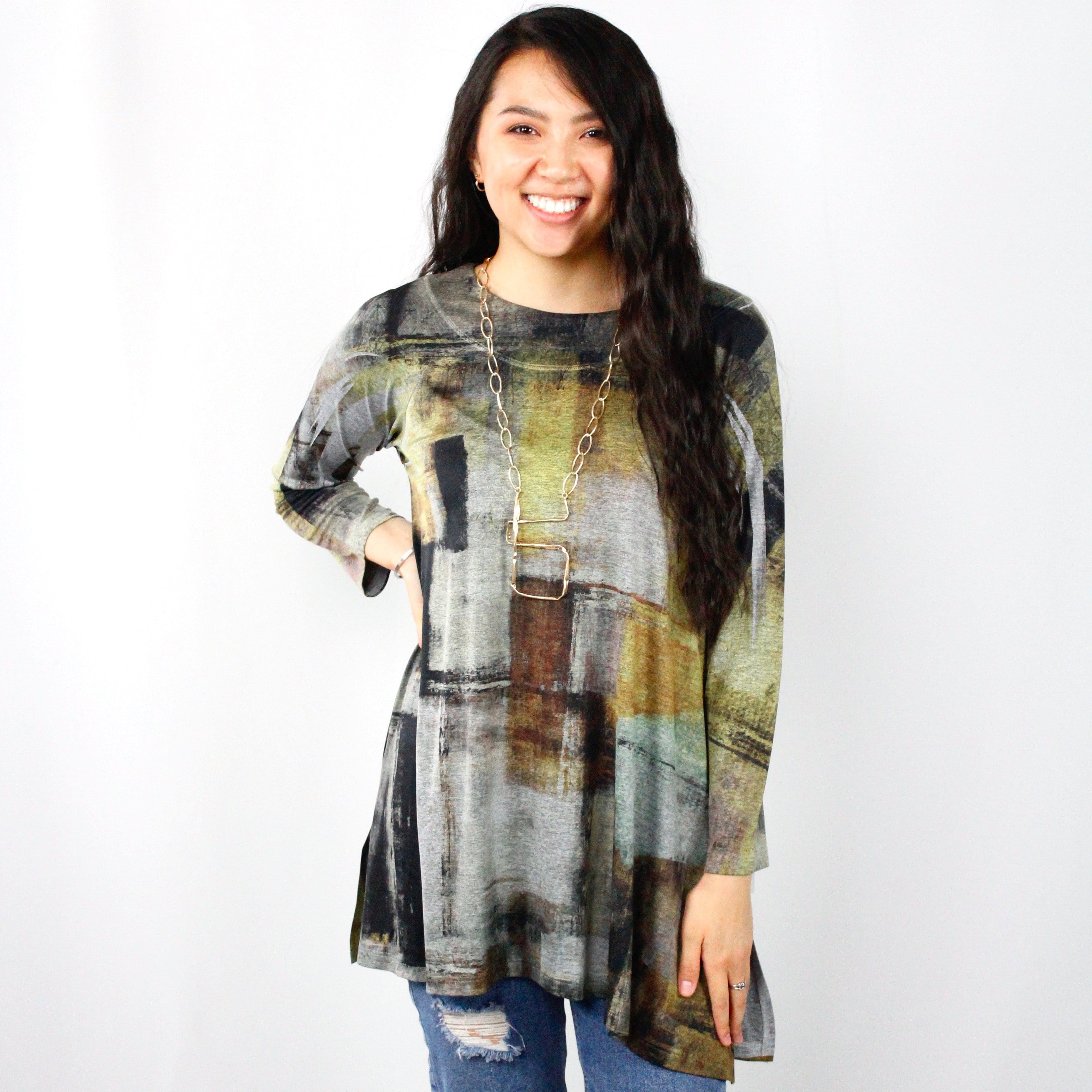 Misty Knit Side Slit Tunic Top