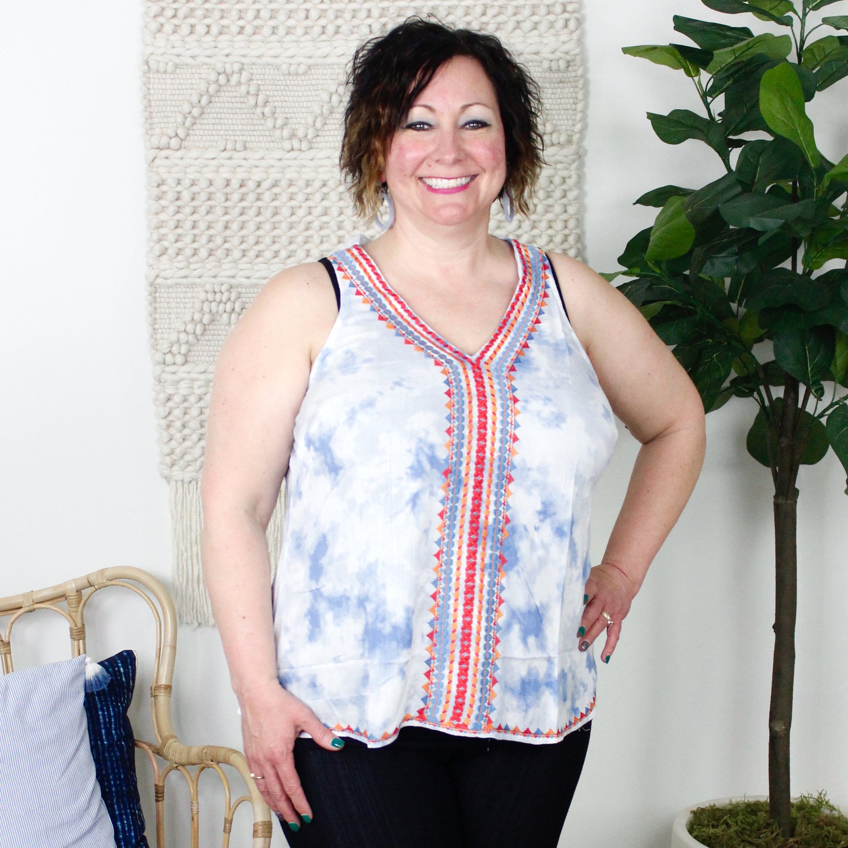 Tie Dye Embroidered Tank
