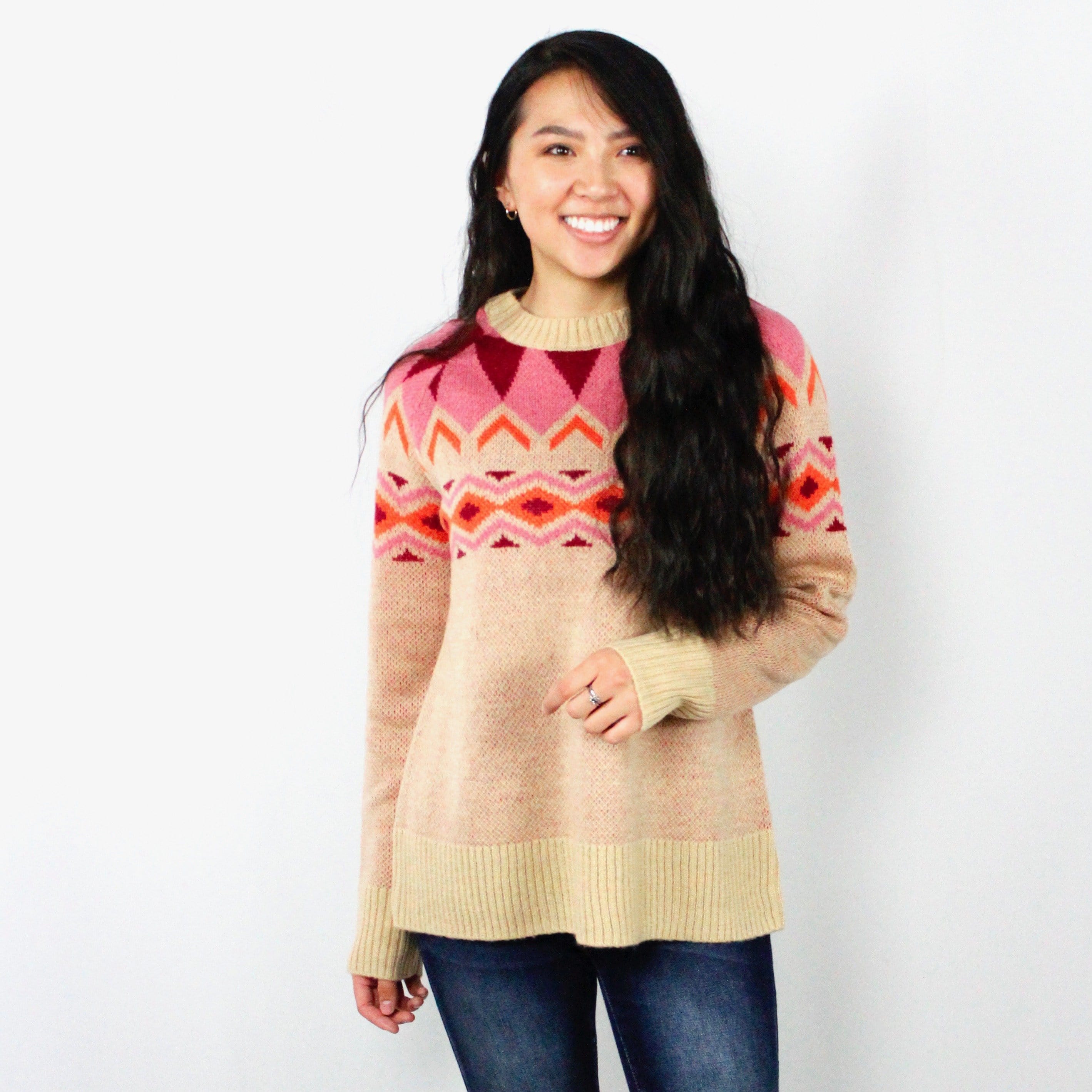 Vintage Print Sweater