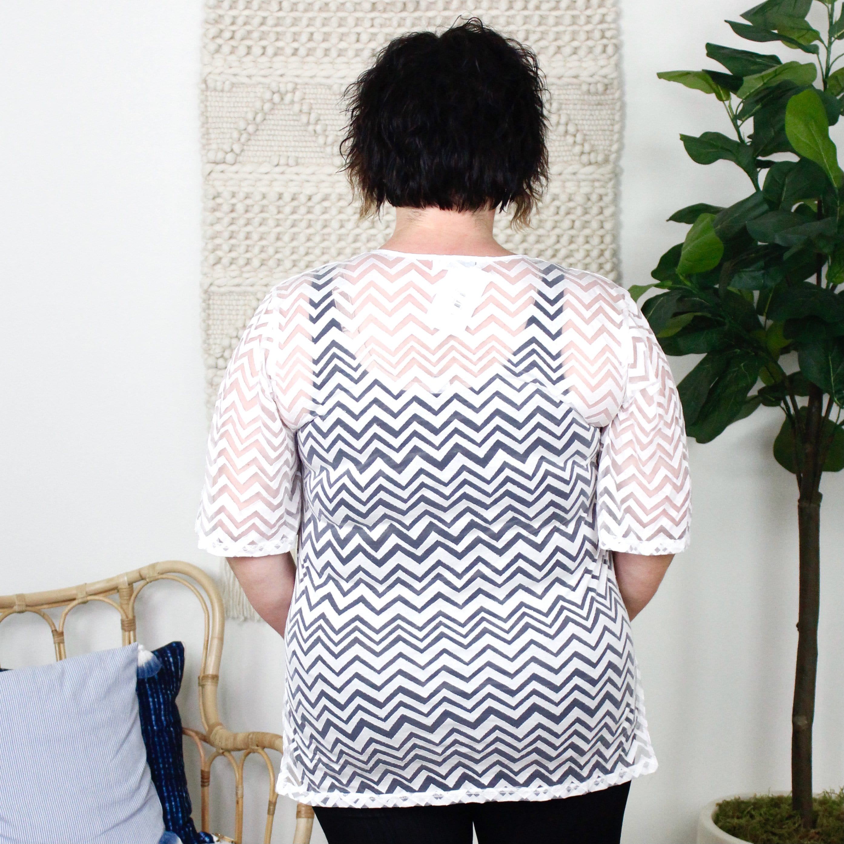 White Chevron Stripe Cover-Up