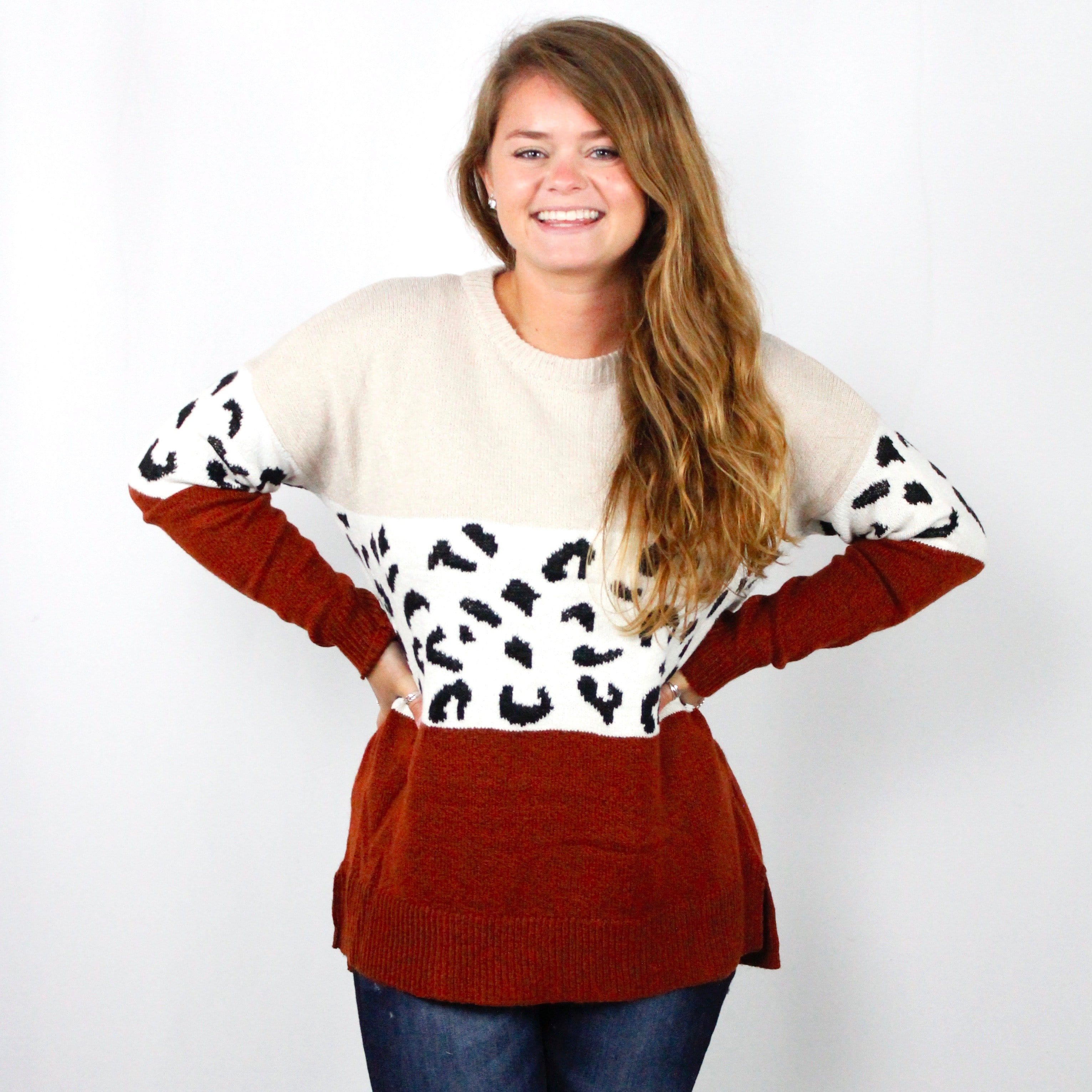 Leopard Colorblock Sweater