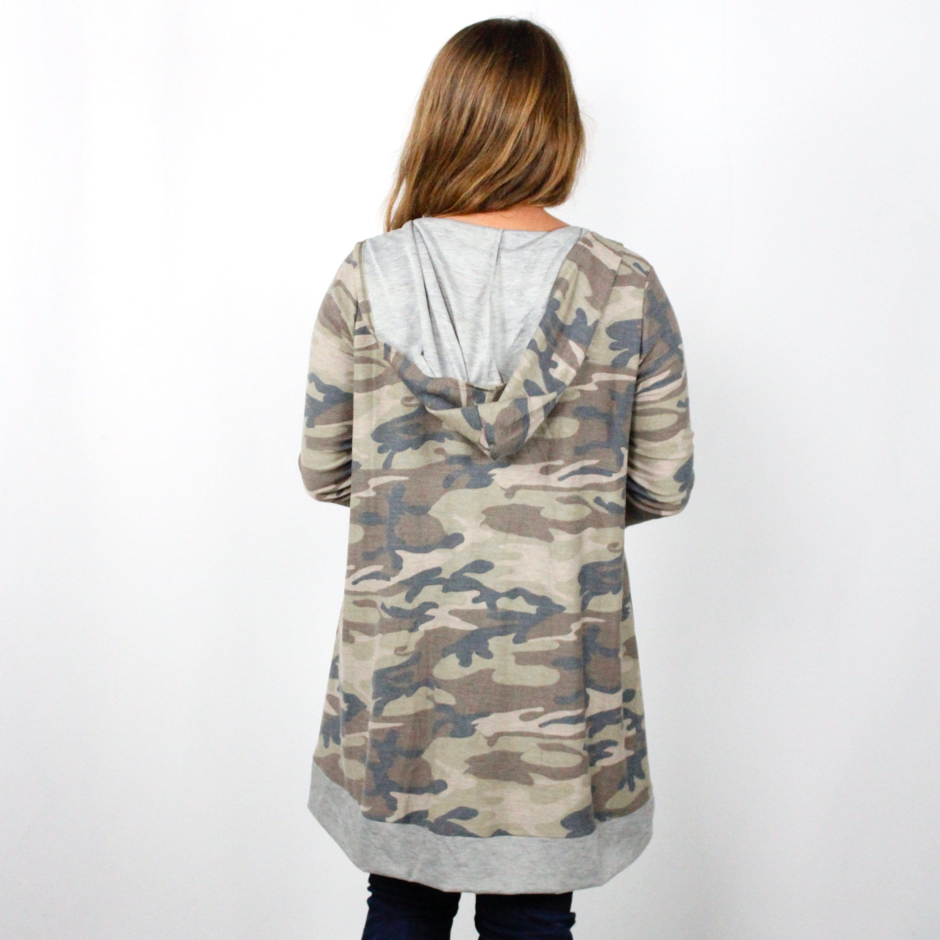 Camo Hooded Cardigan