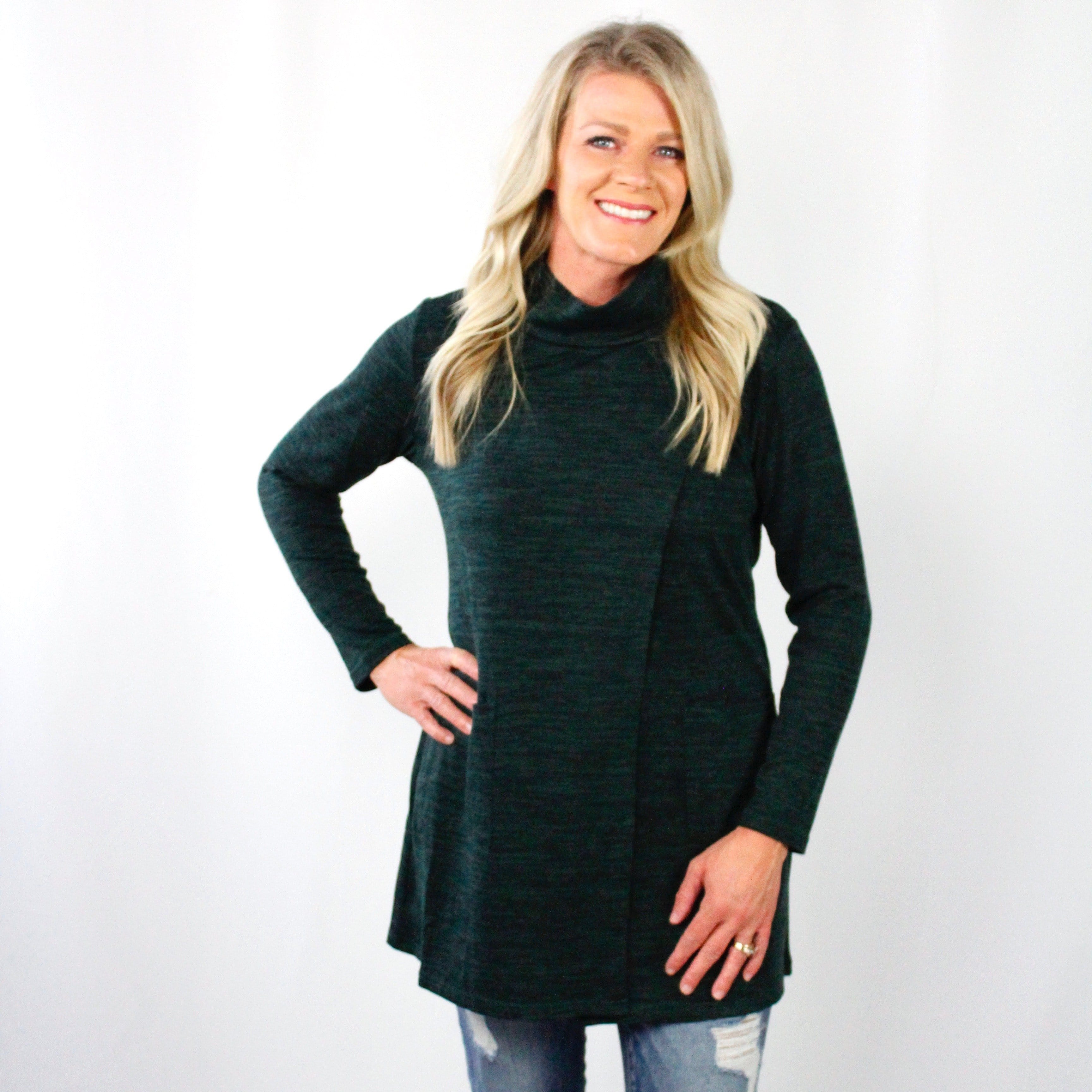 Heathered Wrap Pocket Tunic