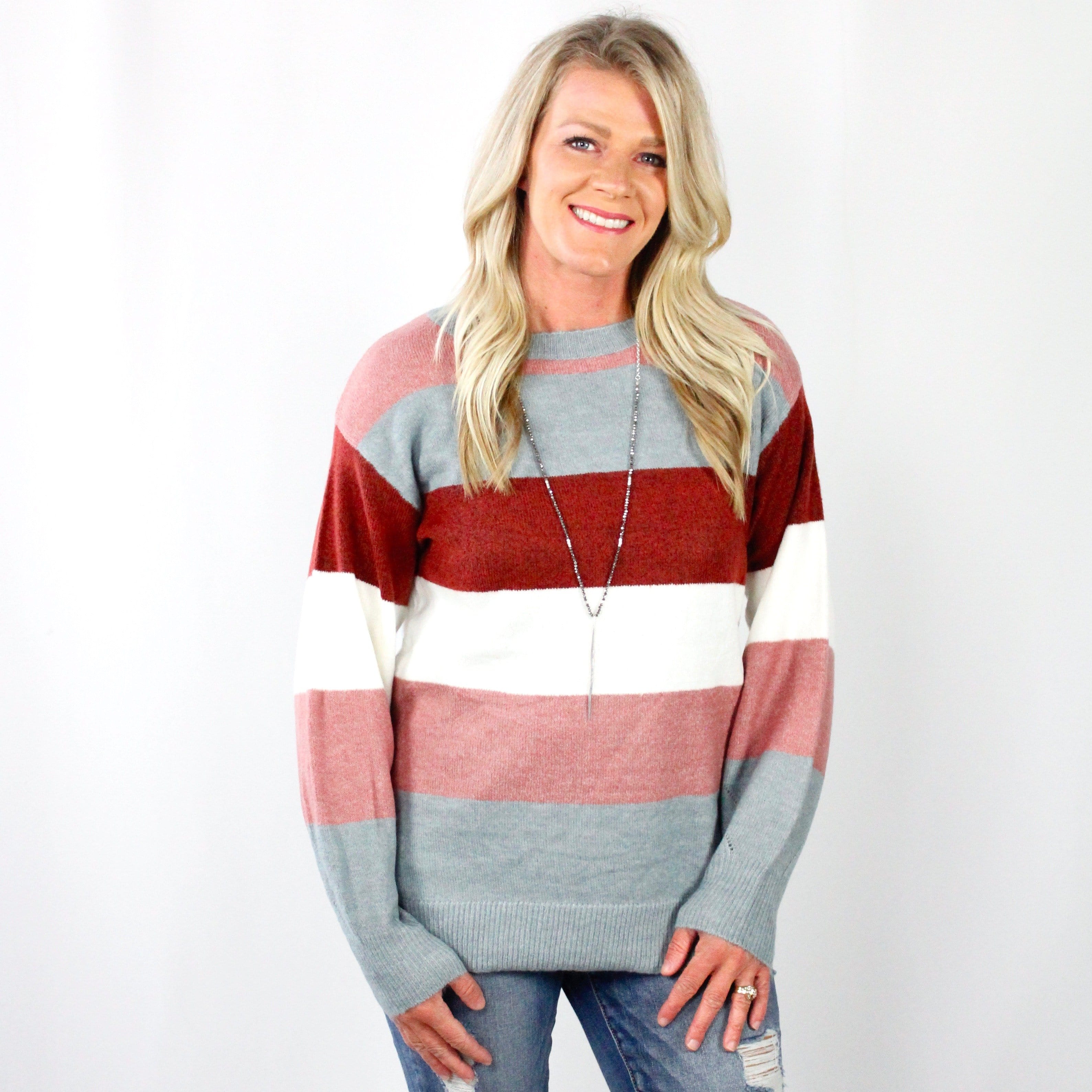 Multicolor Mauve Stripe Sweater