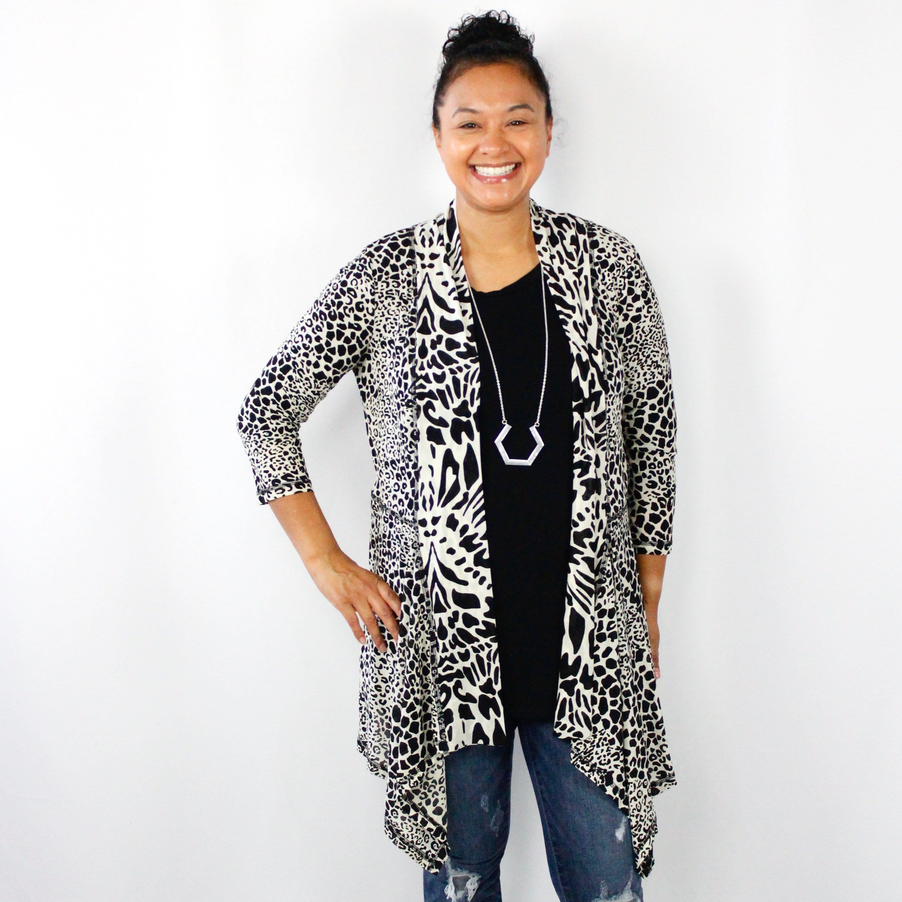Abstract Leopard Print Cardigan