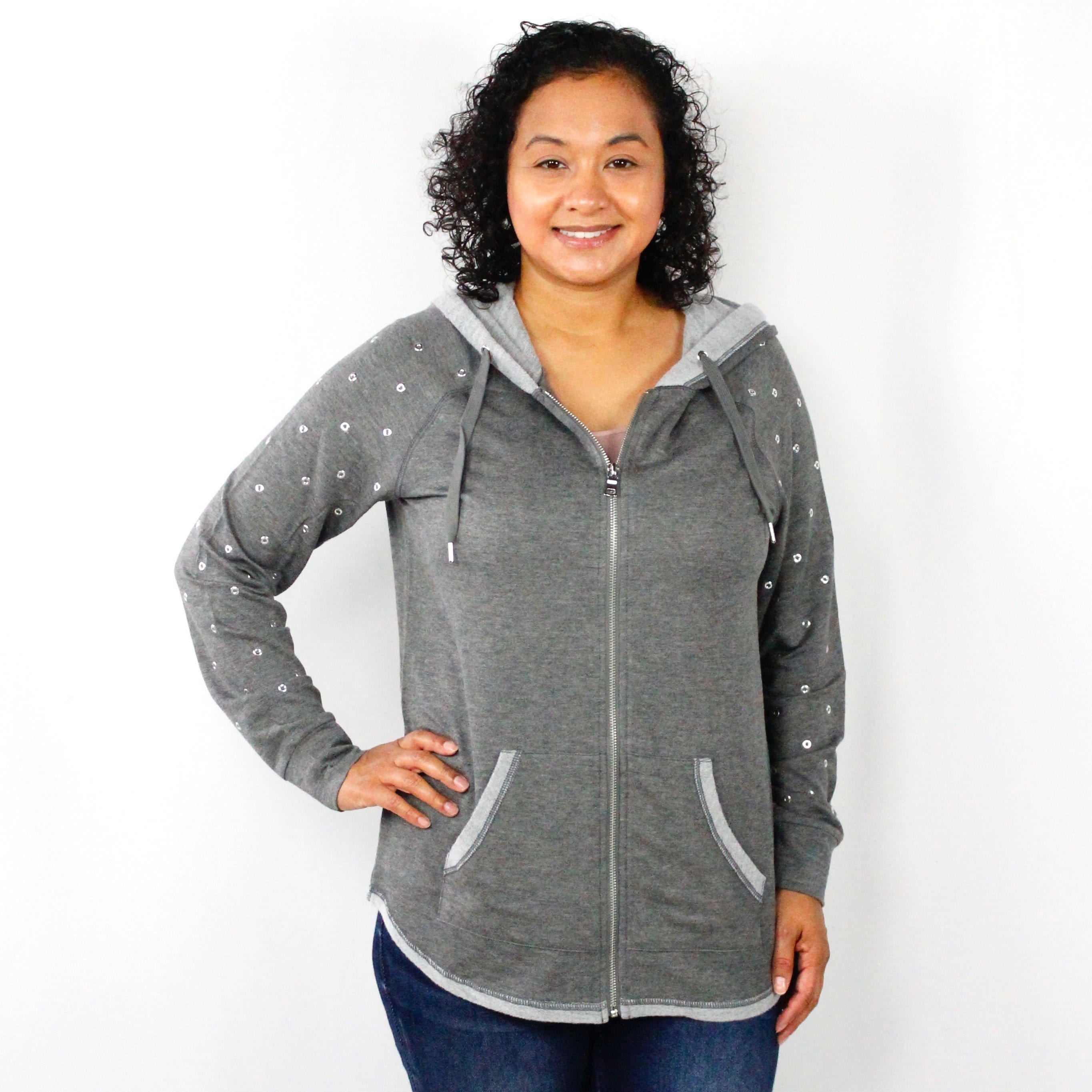 Rivet Zip-Up Sweatshirt