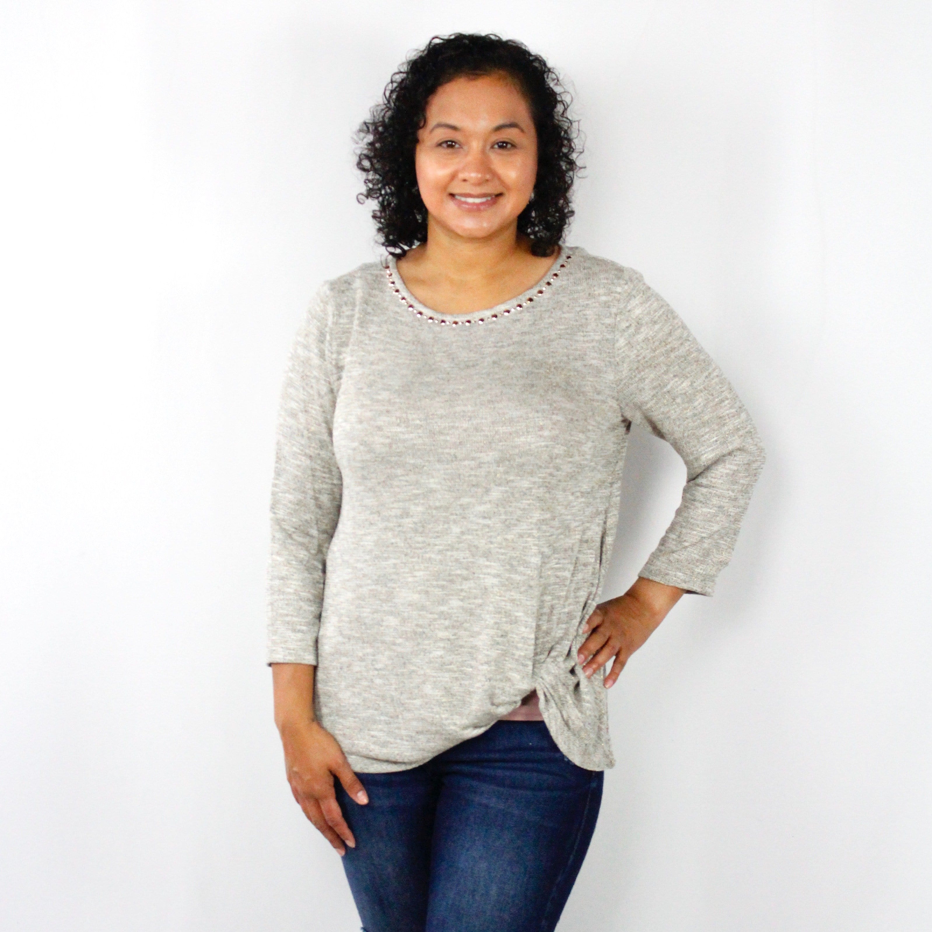 Rosegold Shimmer Knit Top