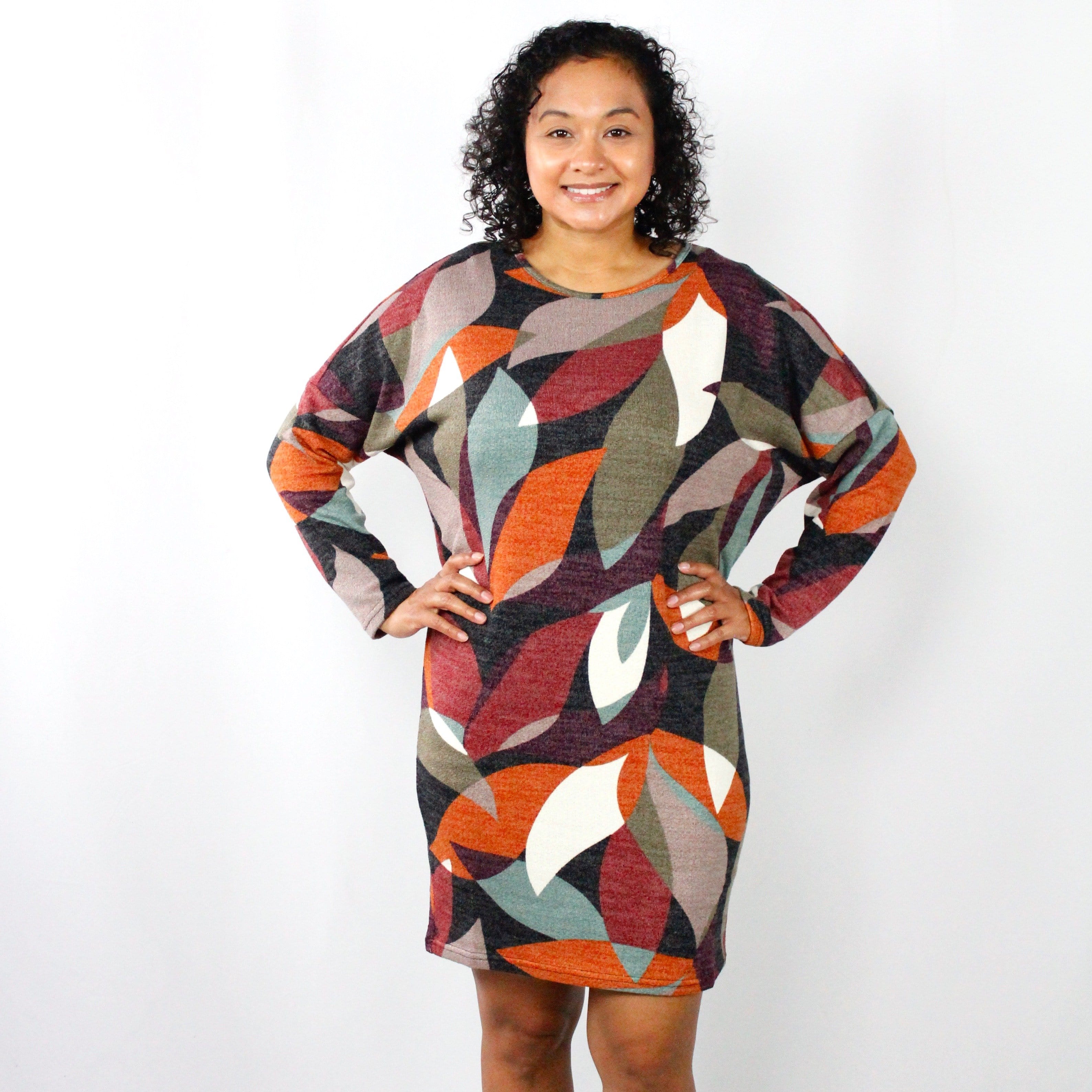 Rust Abstract Knit Dress