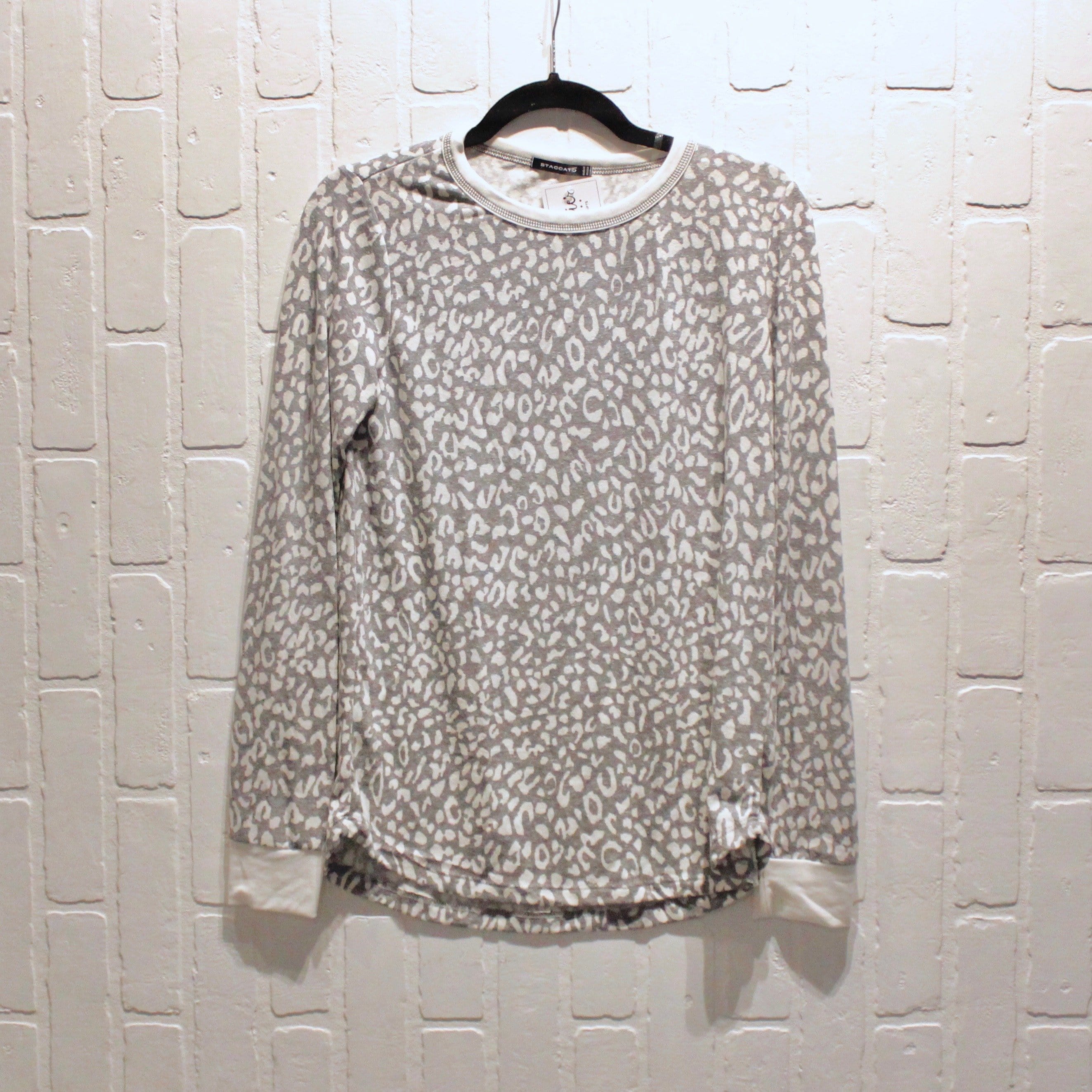 Grey Leopard Long Sleeve Top