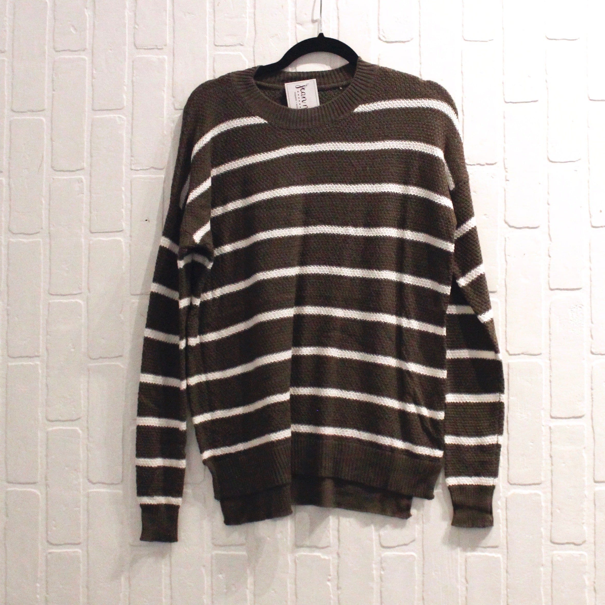 Olive Stripe Texture Sweater