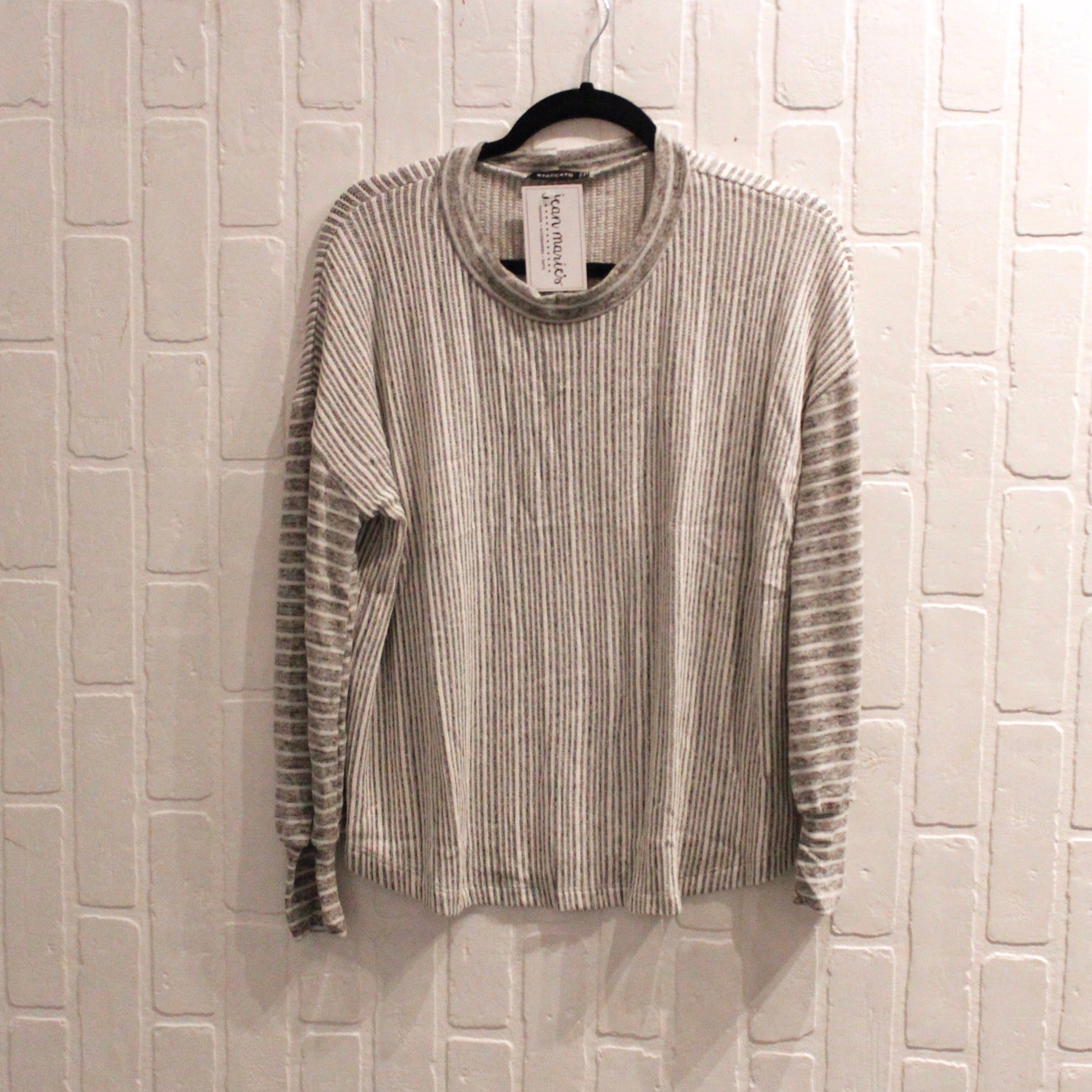 Ivory Grey Stripe Top