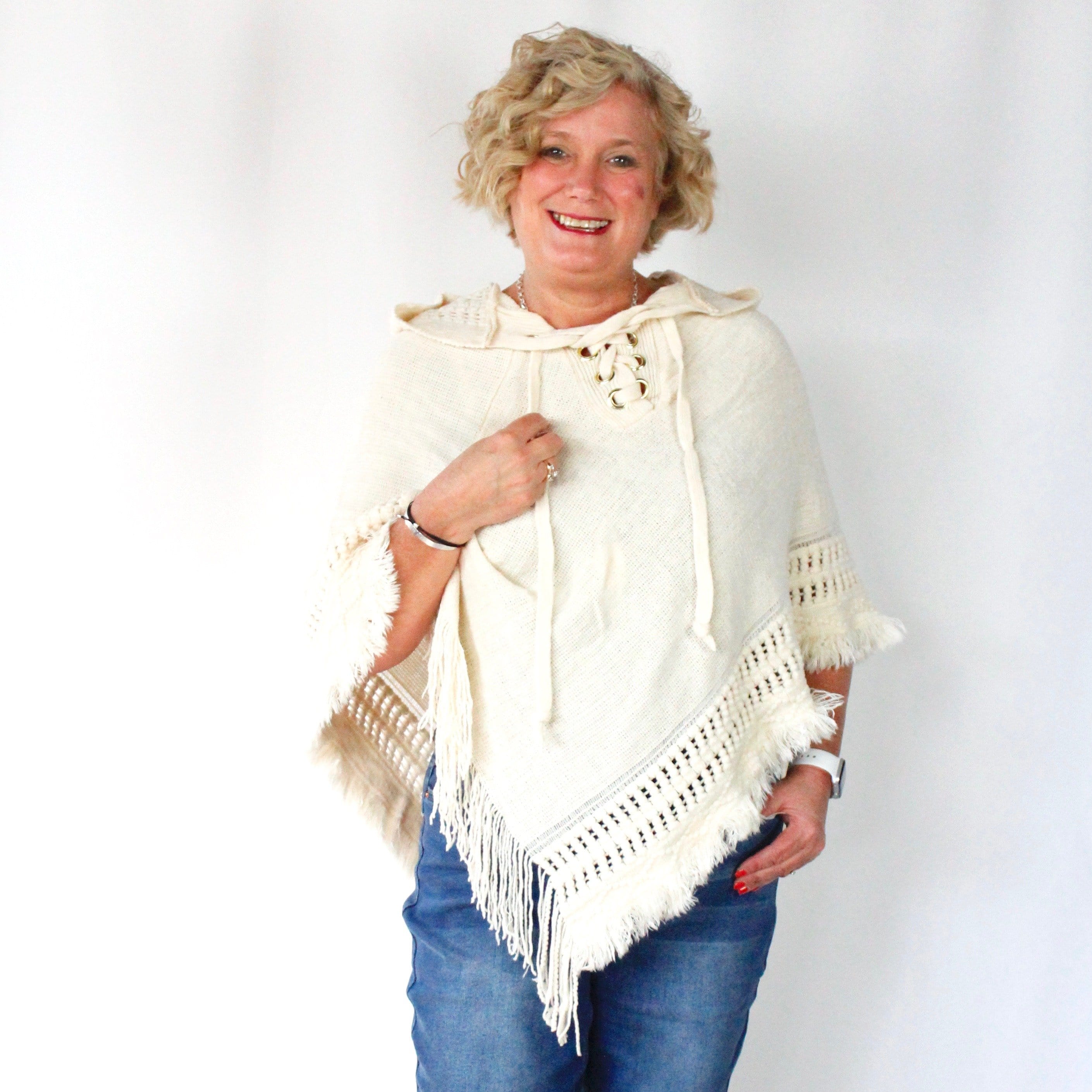 Fringe Lace-Up Poncho